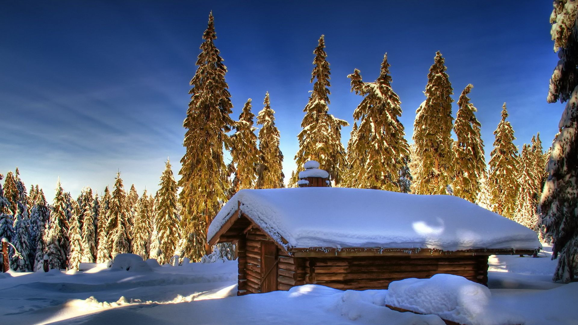 Winter Cabin Wallpaper