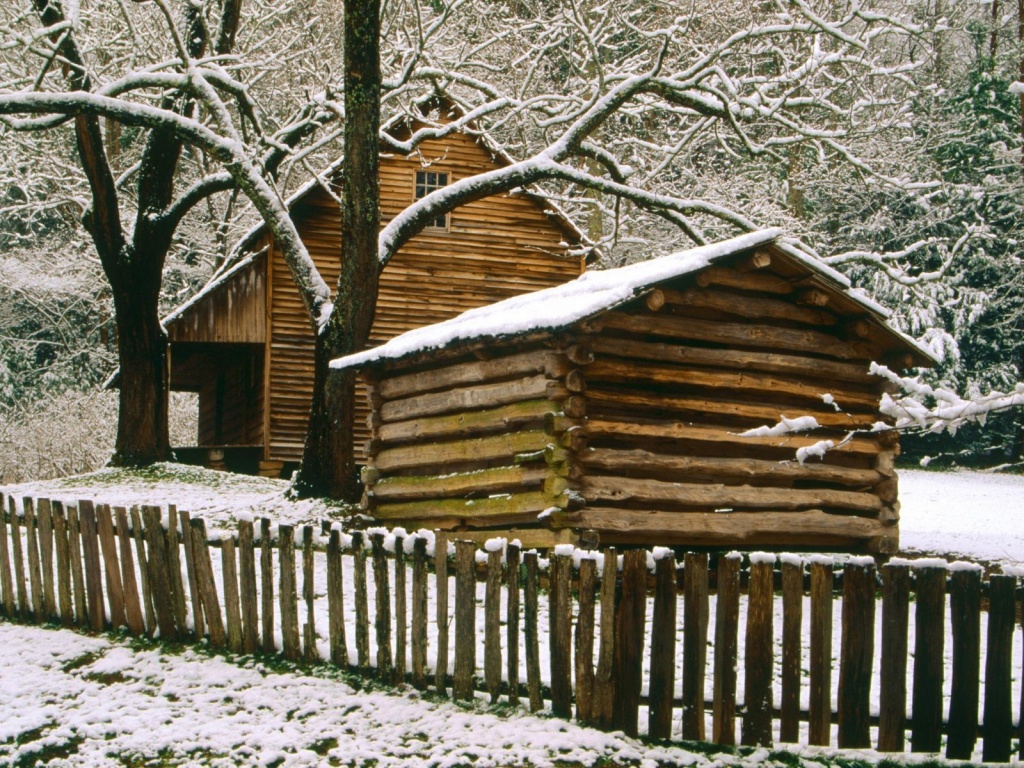 Cabin in the winter wallpaper. Cabin in the winter