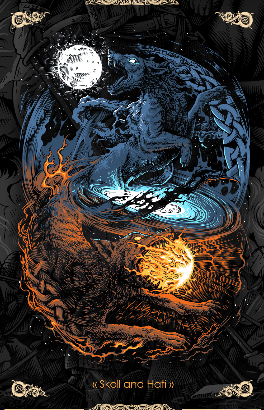 Skoll and hati, Theoretical Part. Norse mythology tattoo, Viking art, Mythology tattoos