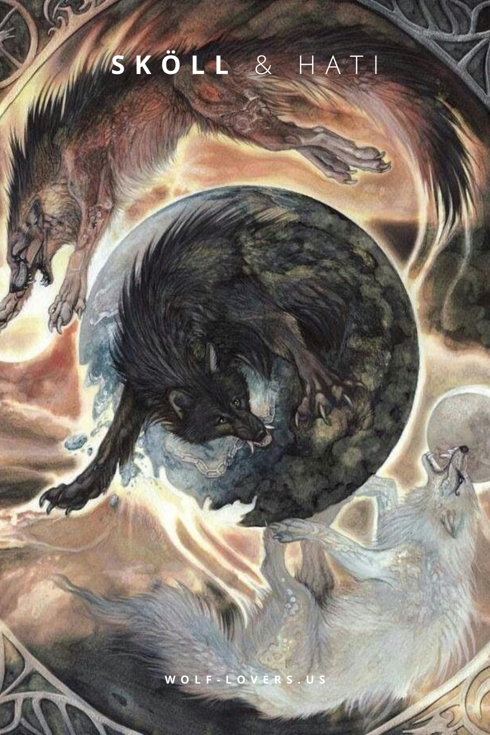 SKOLL AND HATI. Skoll and hati, Norse mythology tattoo, Viking myths