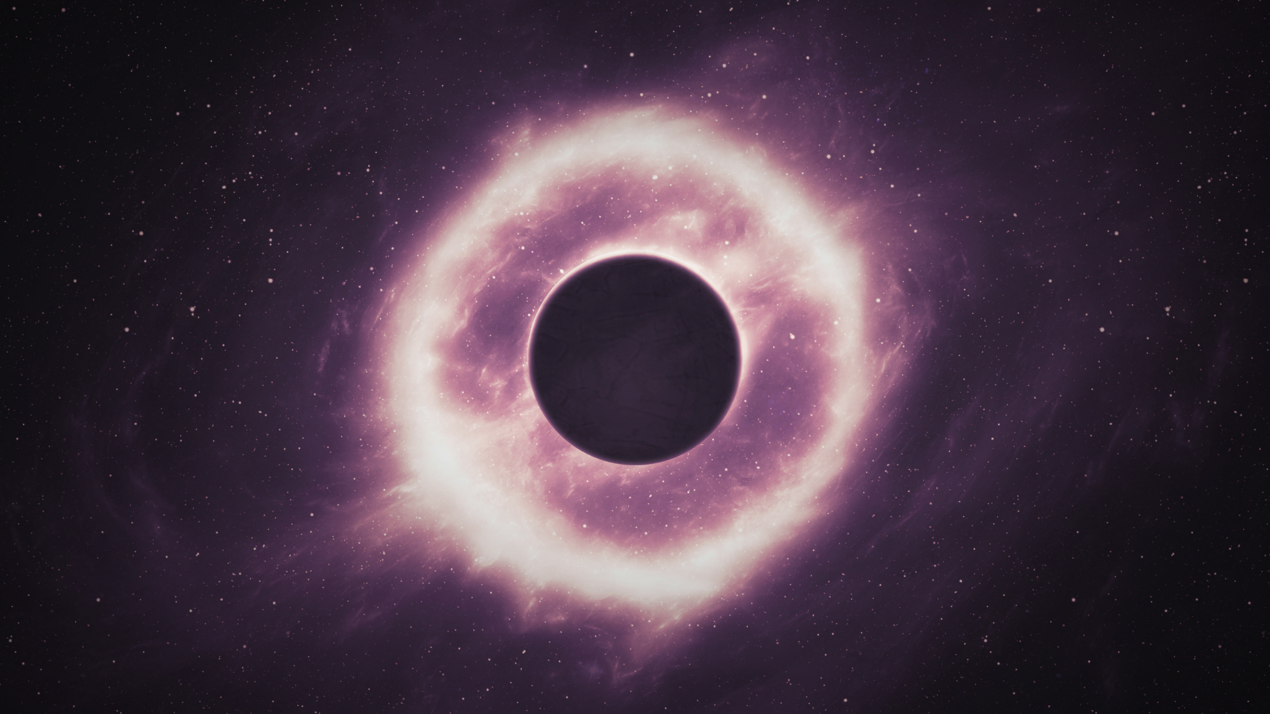 Download wallpaper 2560x1440 planet, space, black hole, violet space, dual wide 16:9 2560x1440 HD background, 24457