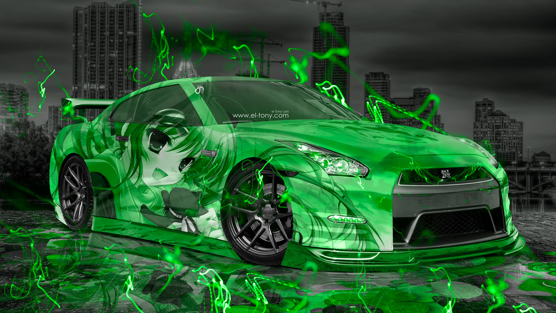 Nissan GTR R35 JDM Anime Girl Aerography City Car 2015 el Tony