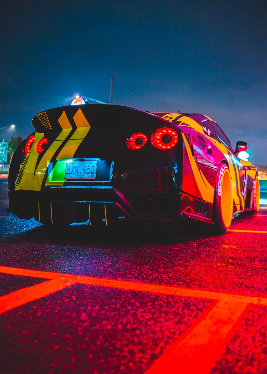 Nissan GTR Neon Cyberpunk' Poster