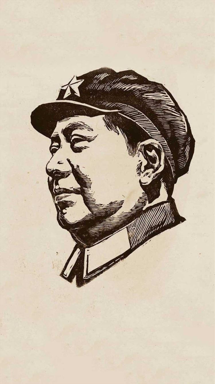 Chinese Revolutionary Leader Portrait Drawn Art iPhone 8 Wallpaper Free Download