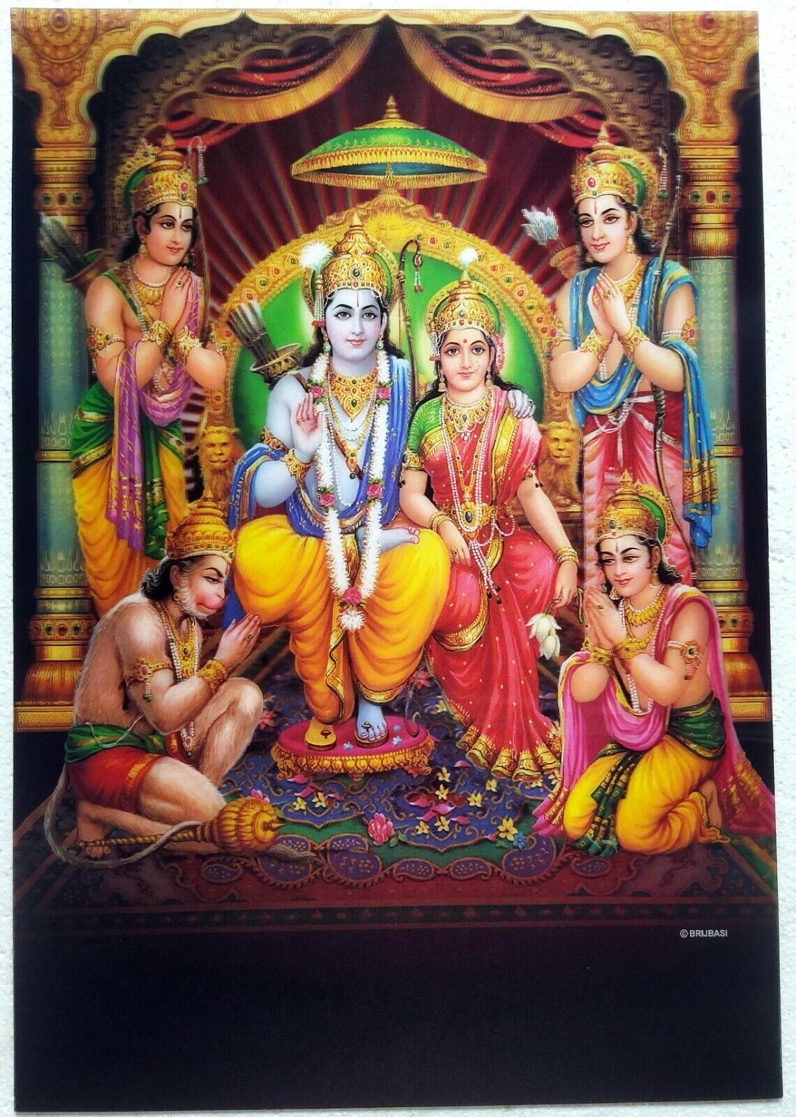 High Quality 3D Poster Shri Ram Mata Sita Lakshman Hanuman x 18 inch
