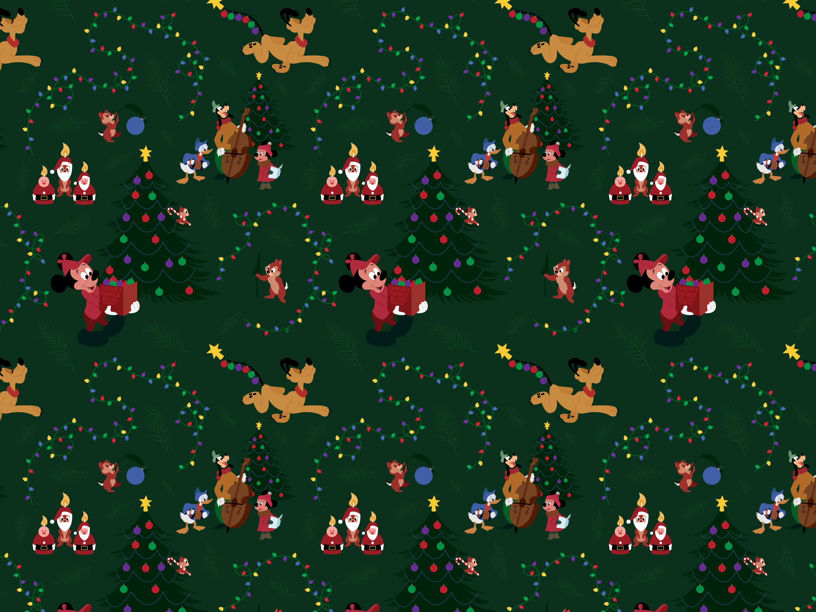 Mickey Mouse & Pluto Christmas Wallpaper