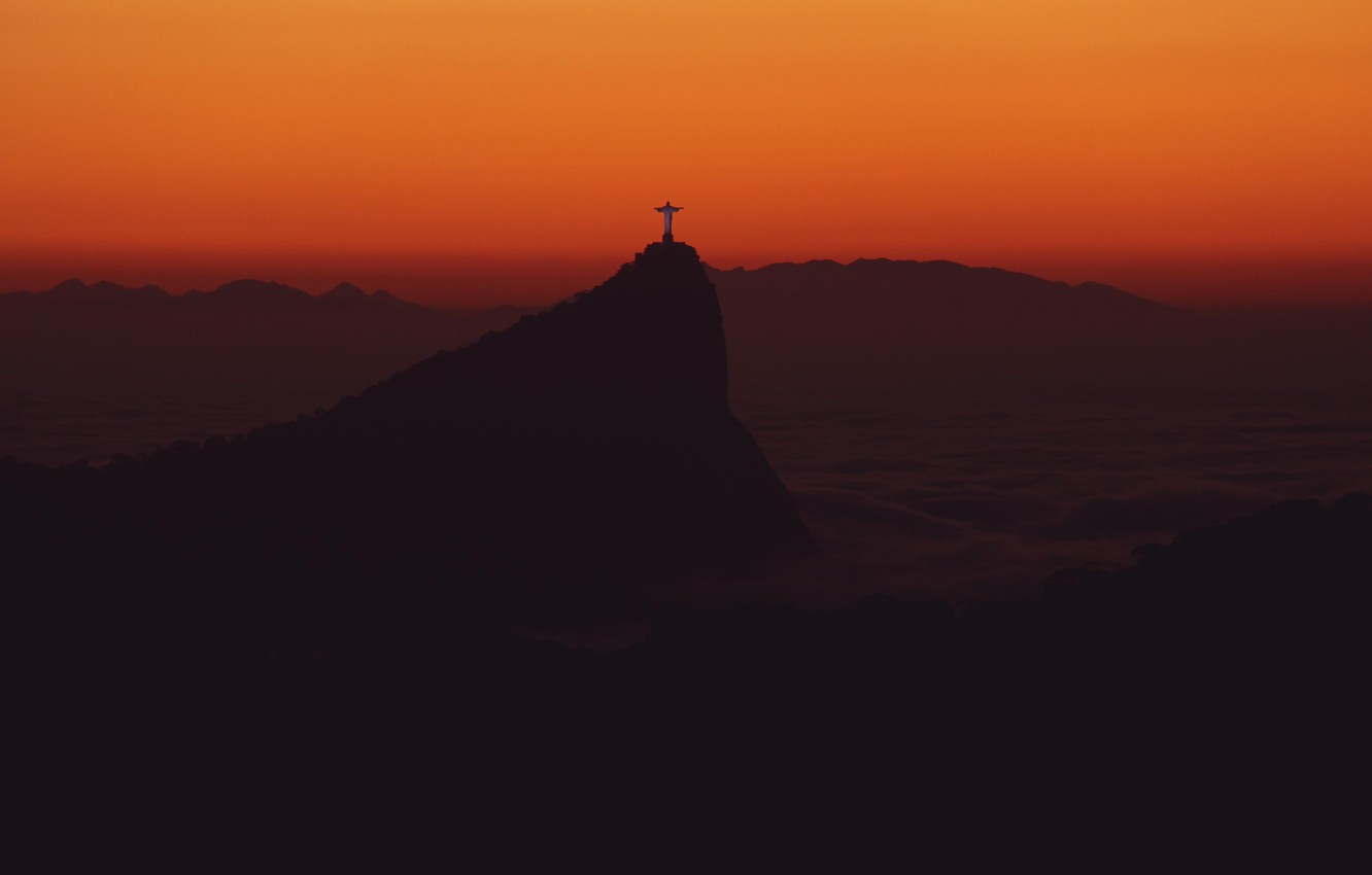 Wallpaper fog, sunrise, Brasil, Rio de Janeiro, Corcovado image for desktop, section пейзажи