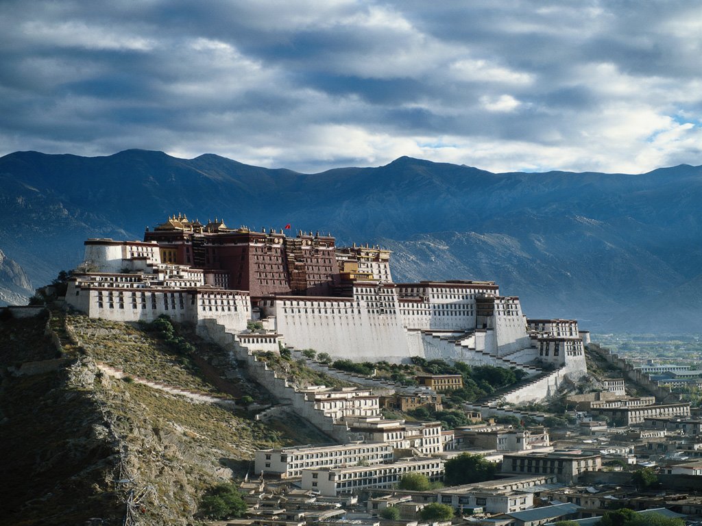 Potala Palace with Mountains Surrounding, Tibet Potala Palace Travel Photo Tour China