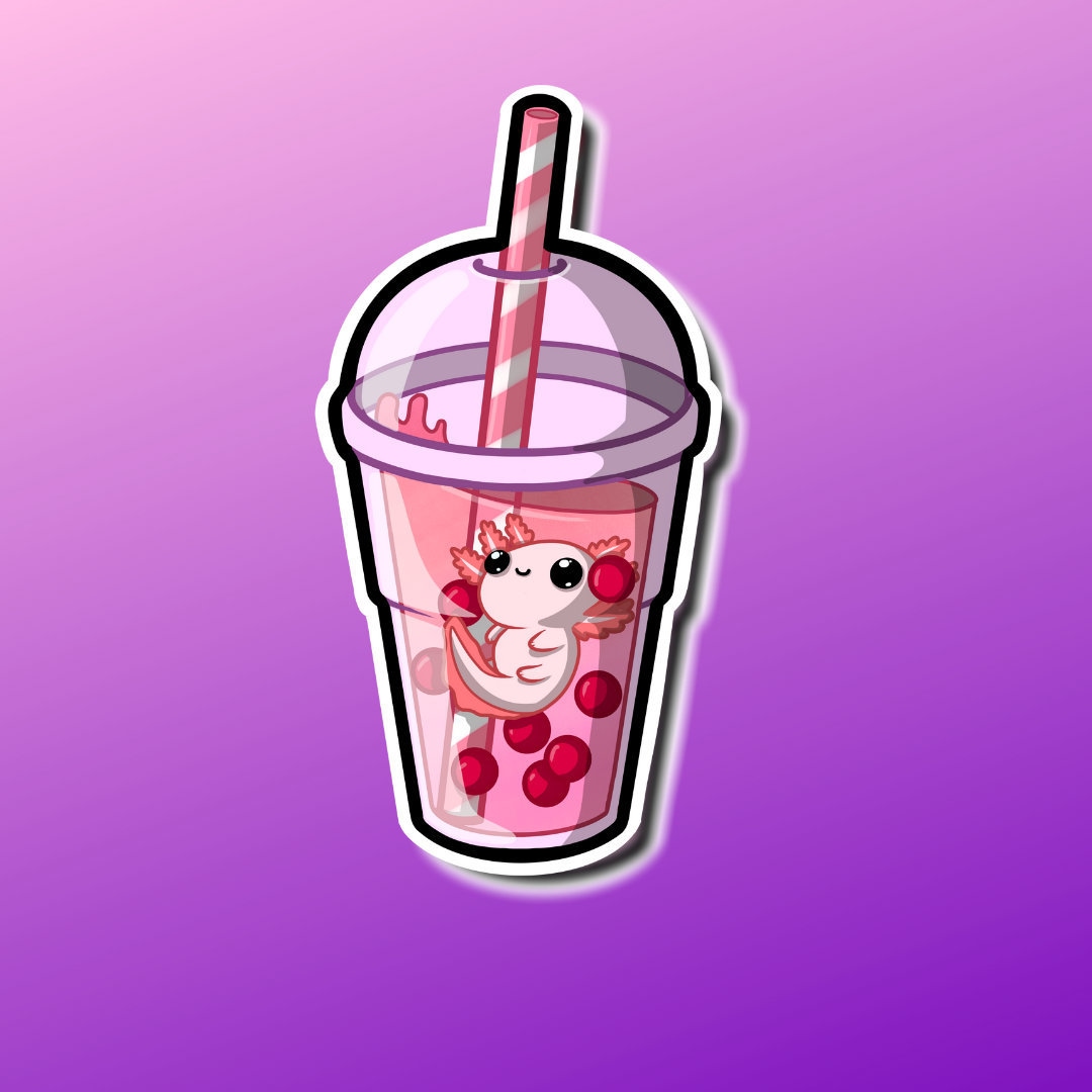 Cute Axolotl Boba Tea Super Adorable Kawaii Boba Buddy