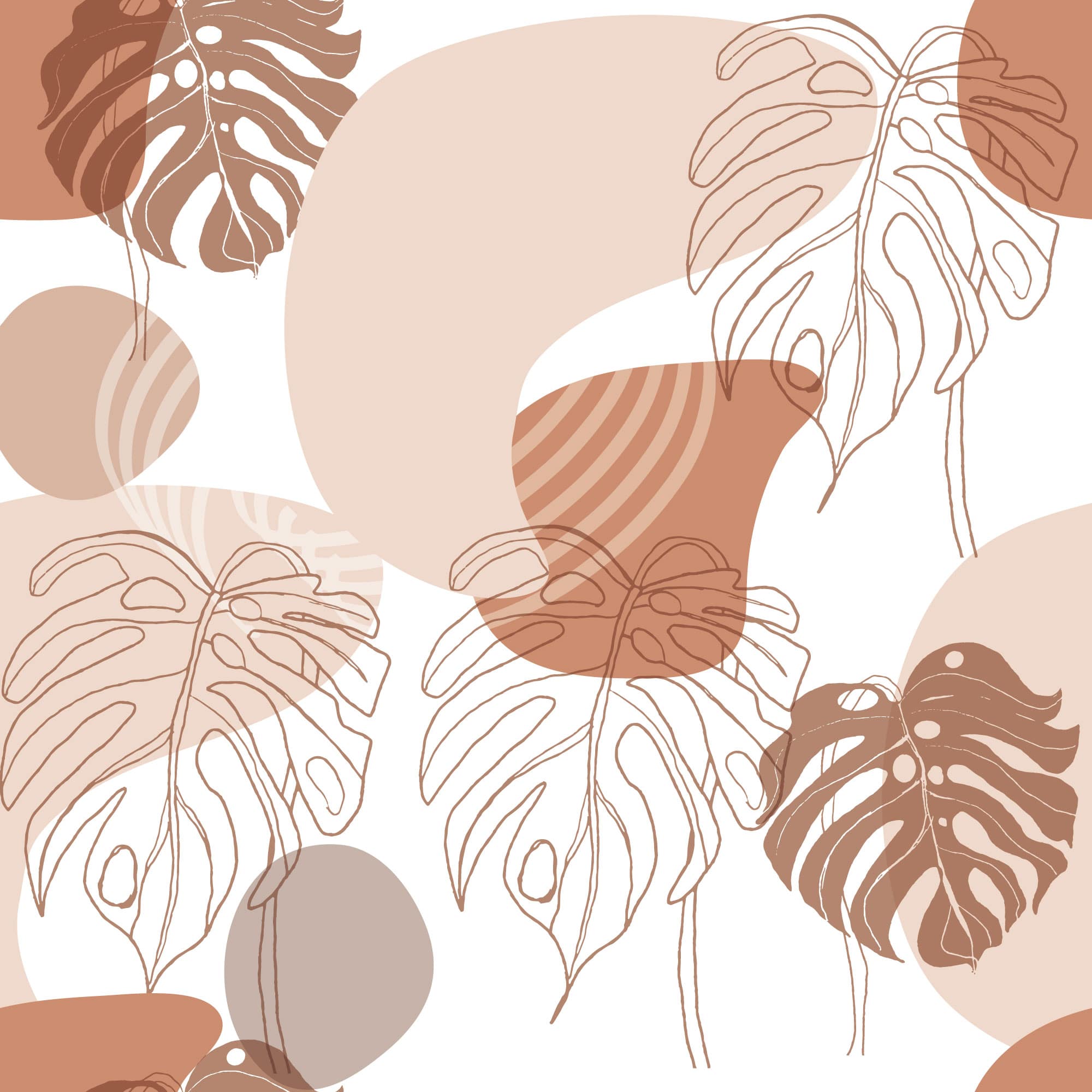 Abstract Boho Leaf Wallpaper And Stick Or Non Pasted