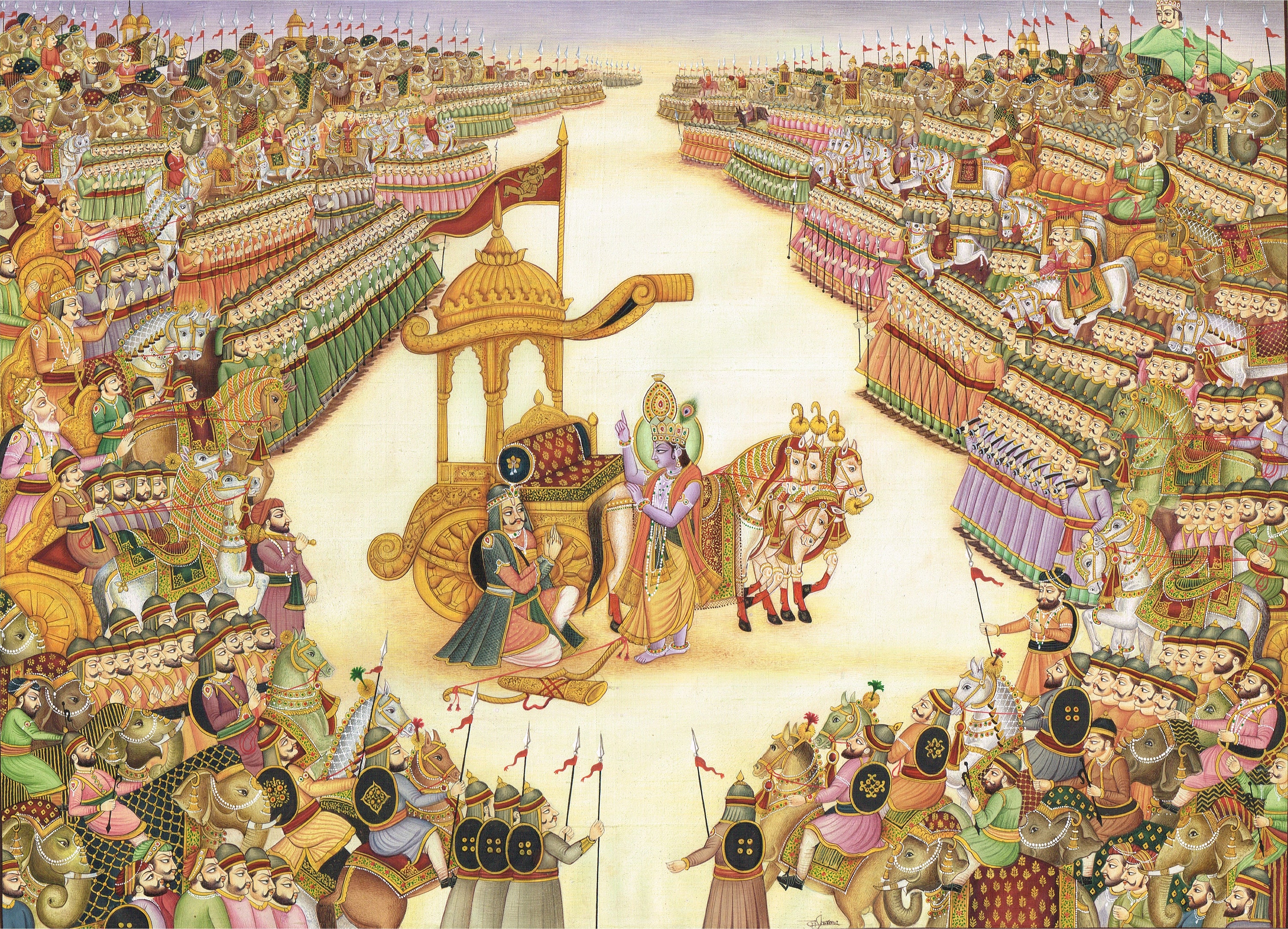 Indian Miniature Painting of Mahabharat War Art Finest Quality