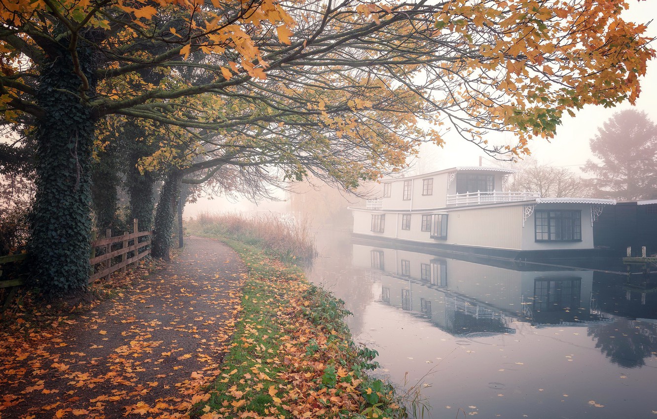 Wallpaper reflections, Erewash canal, Autumn Tranquility image for desktop, section пейзажи