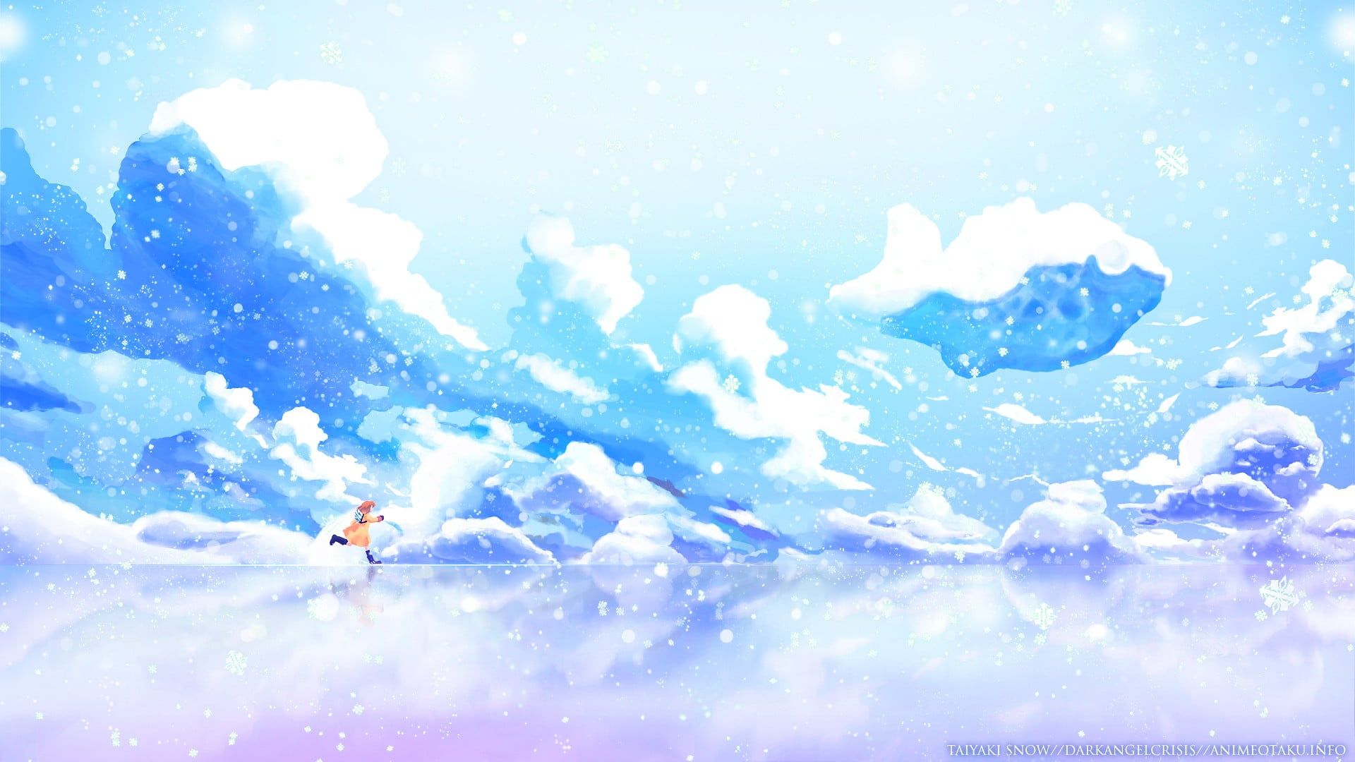 blue and white clouds wallpaper #anime #winter #Kanon P #wallpaper #hdwallpaper #desktop. Anime scenery, Anime wallpaper download, Anime scenery wallpaper