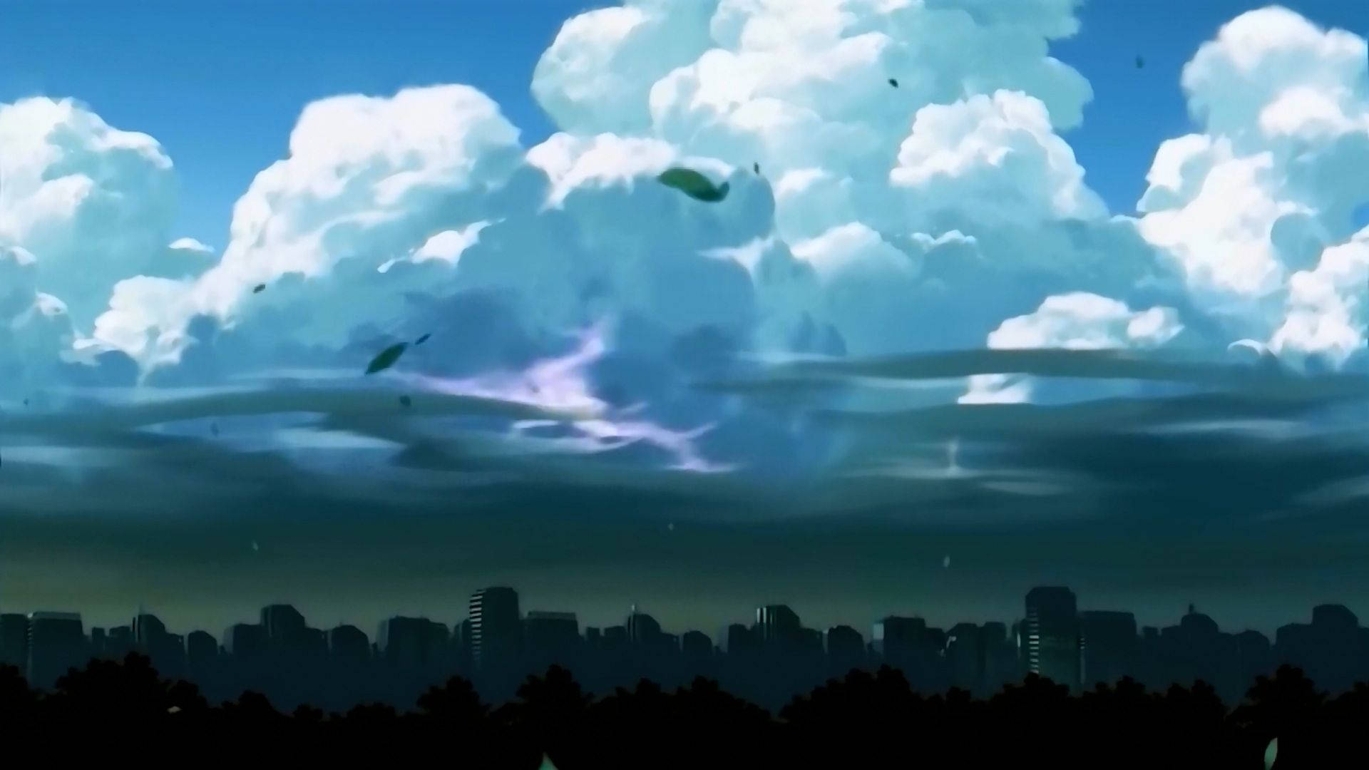 Download Gloomy Clouds Anime Landscape Wallpaper