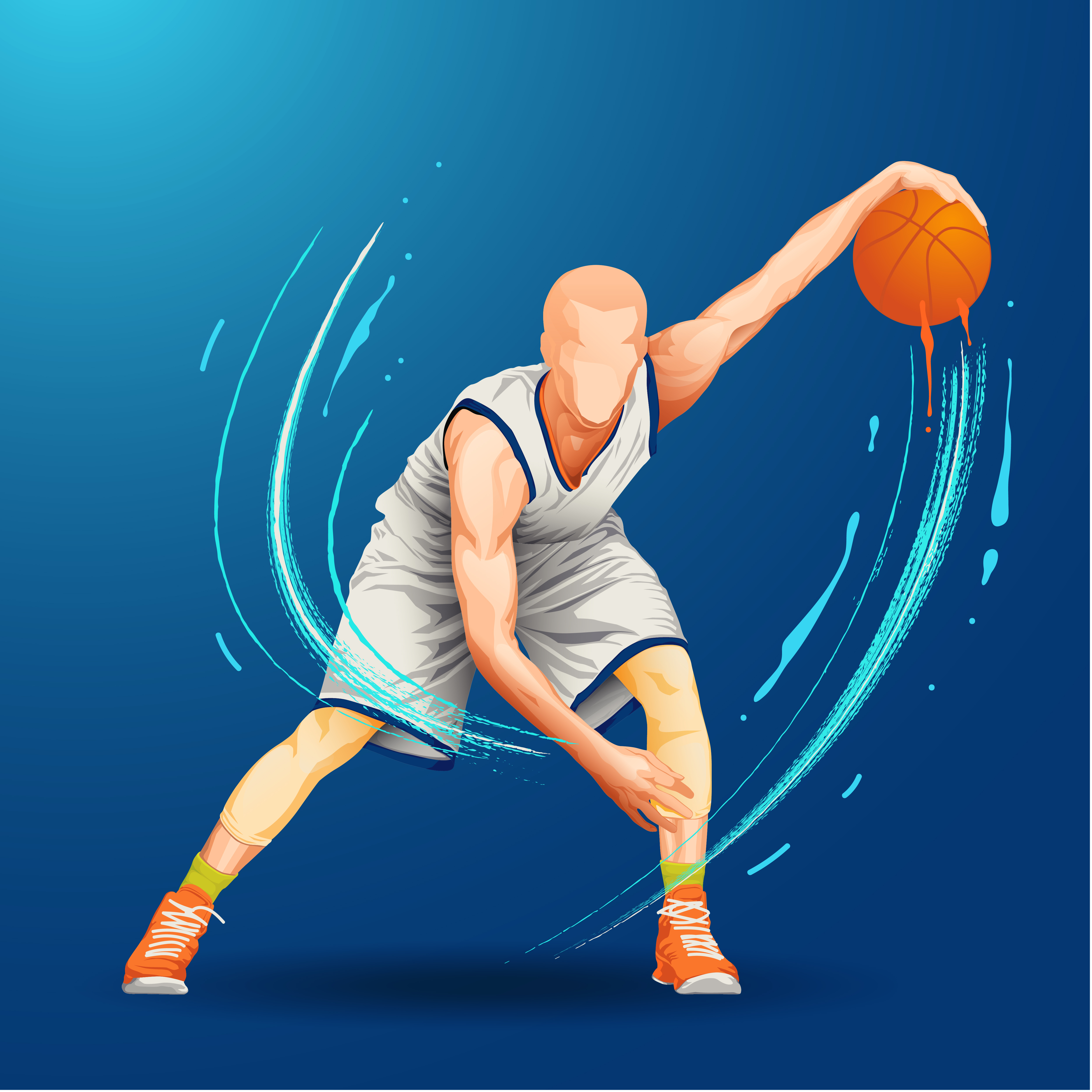 Basketball player dribbling ball
