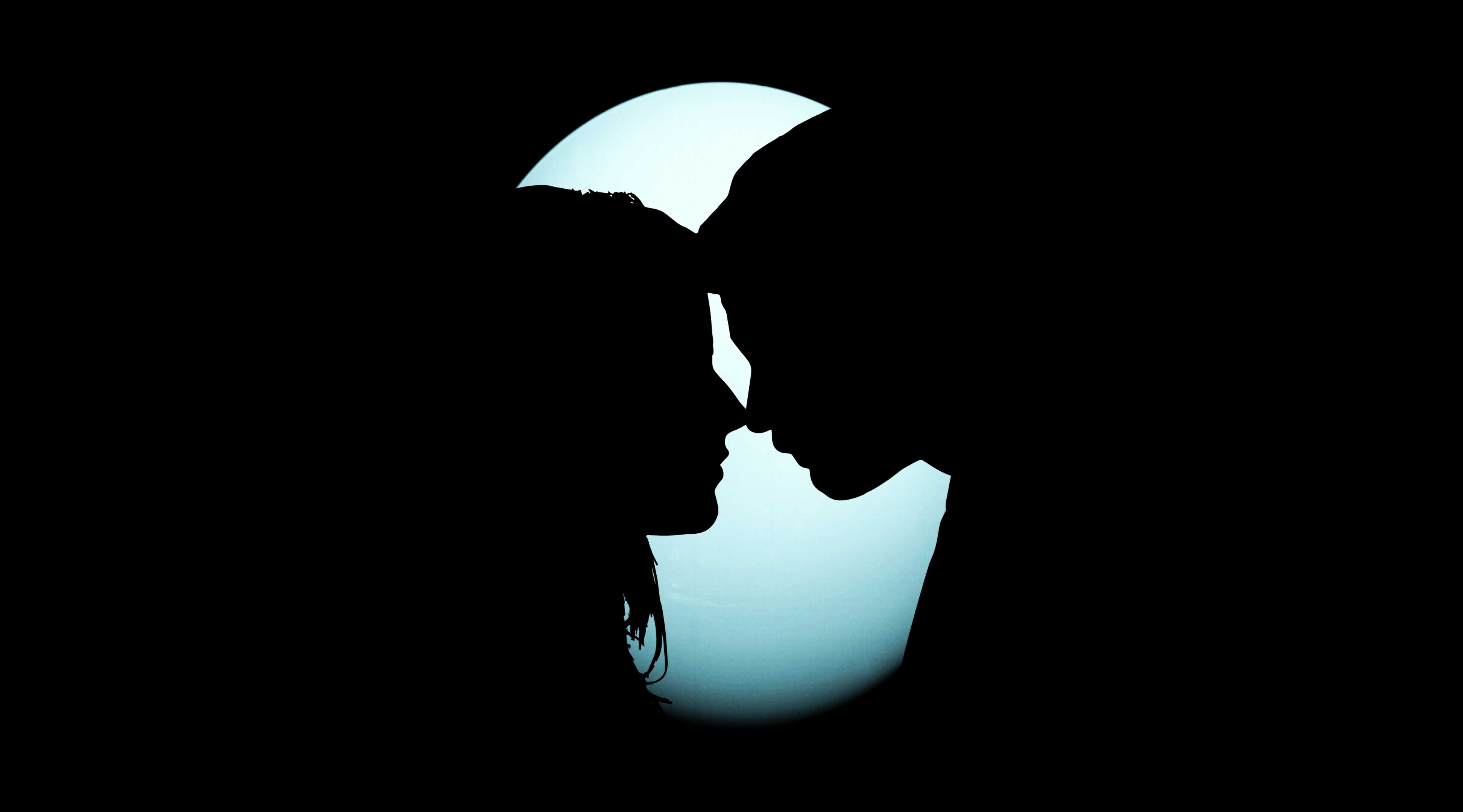 Couple Wallpaper 4K, Silhouette, Together, Romantic, Moon, Black Dark