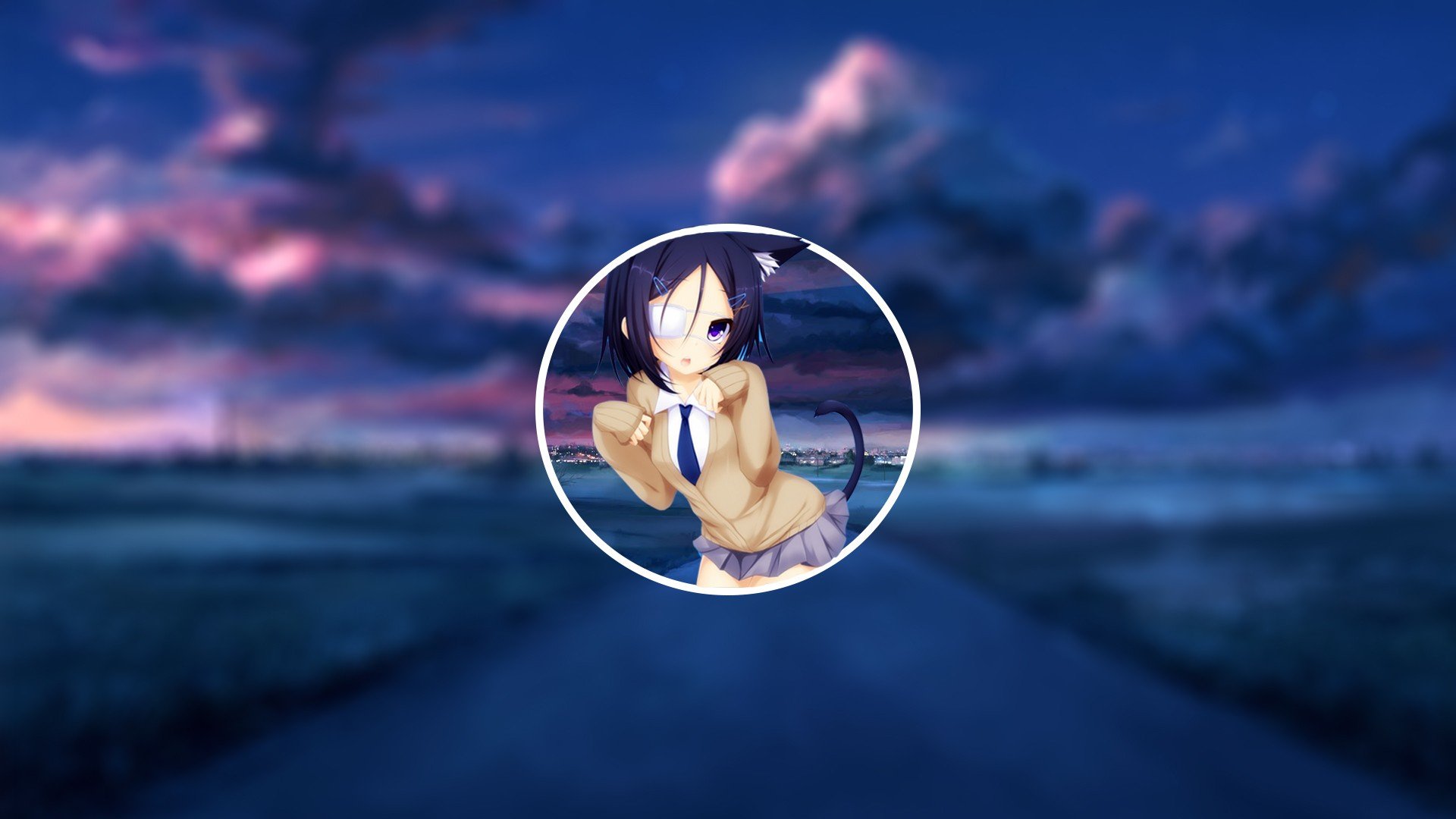 cat girl, Purple hair, City, School, Anime, Anime girls Wallpaper HD / Desktop and Mobile Background