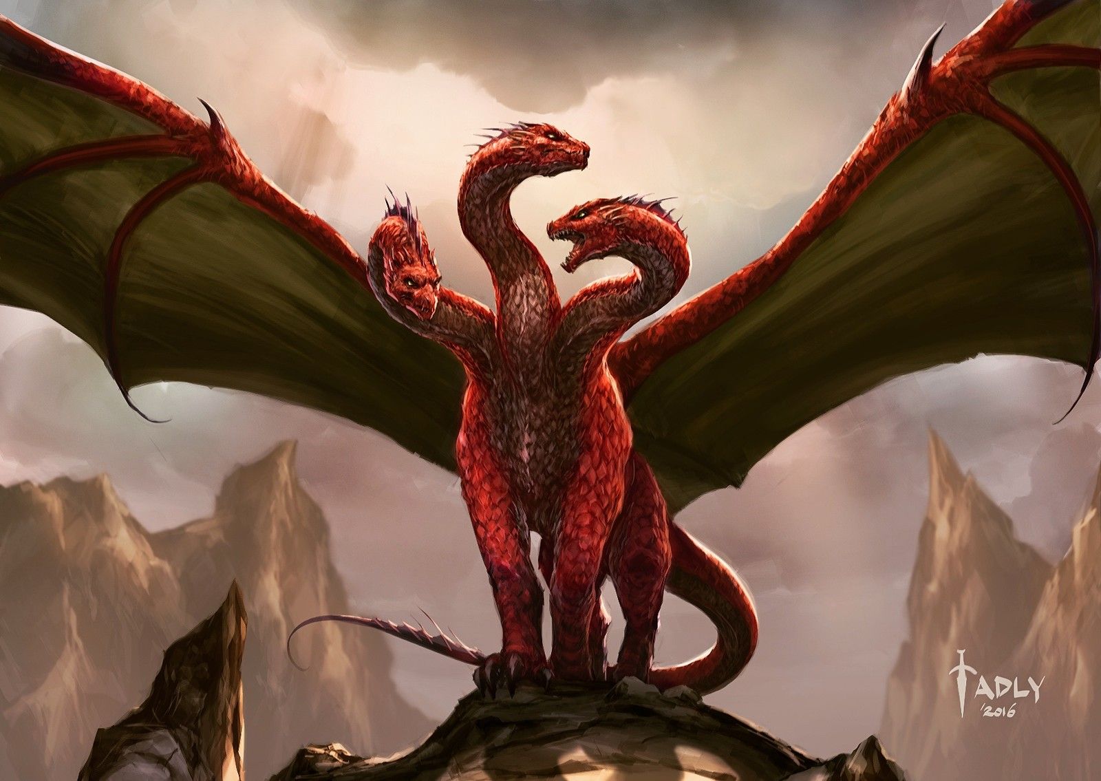 Three Headed Dragon Artwork QZGGz. Dragon Art, Dragon Artwork, Fantasy Dragon