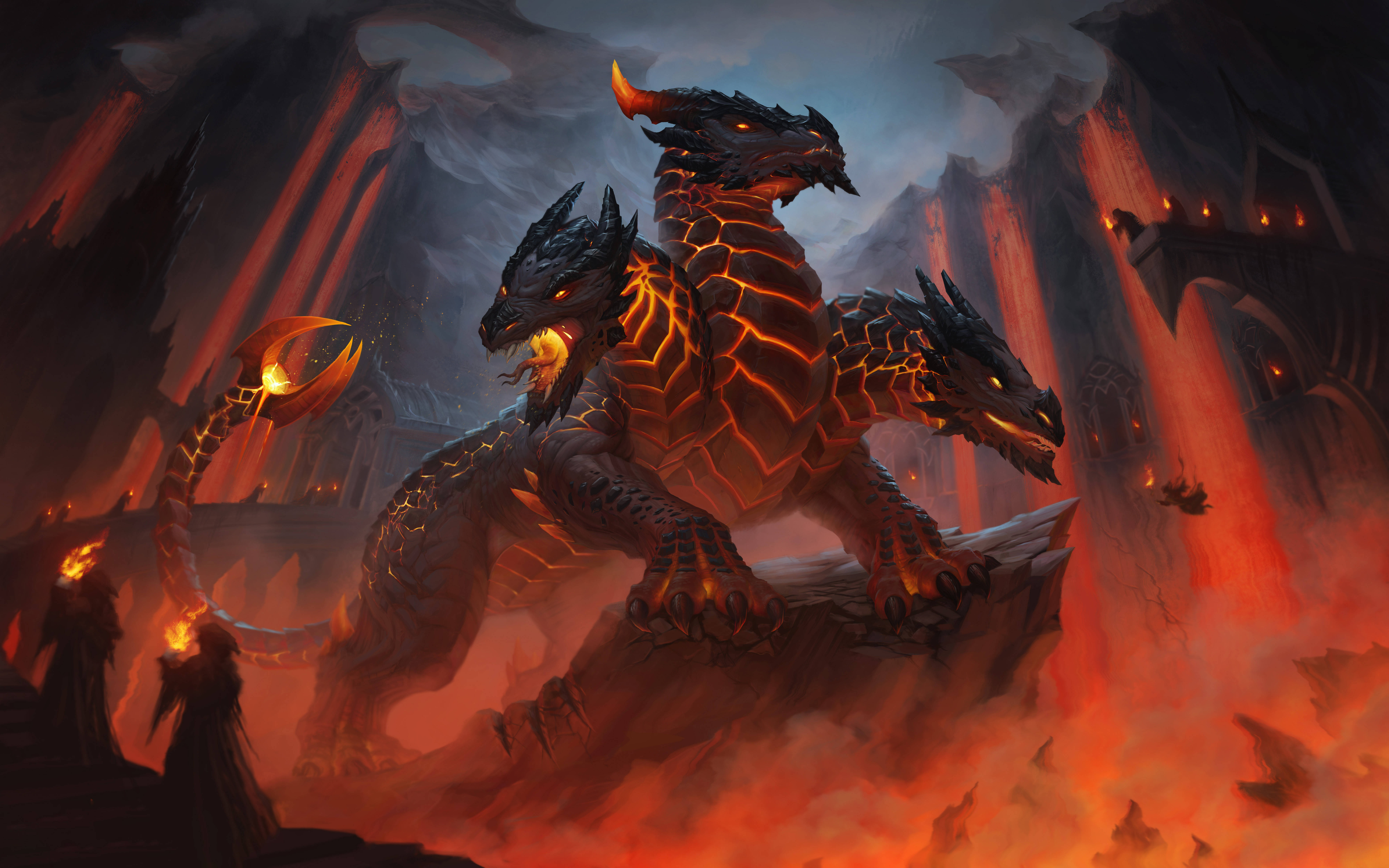 Download Three Headed Lava Dragon Wallpaper