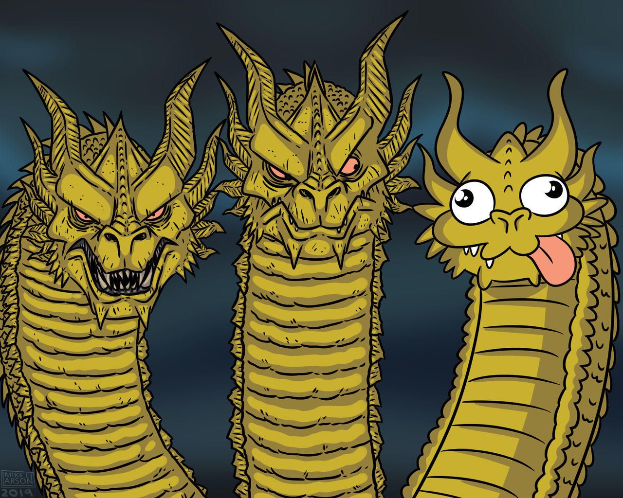 Three Headed Dragon. Three Headed Dragon. Dragon Memes, Meme , Godzilla Funny