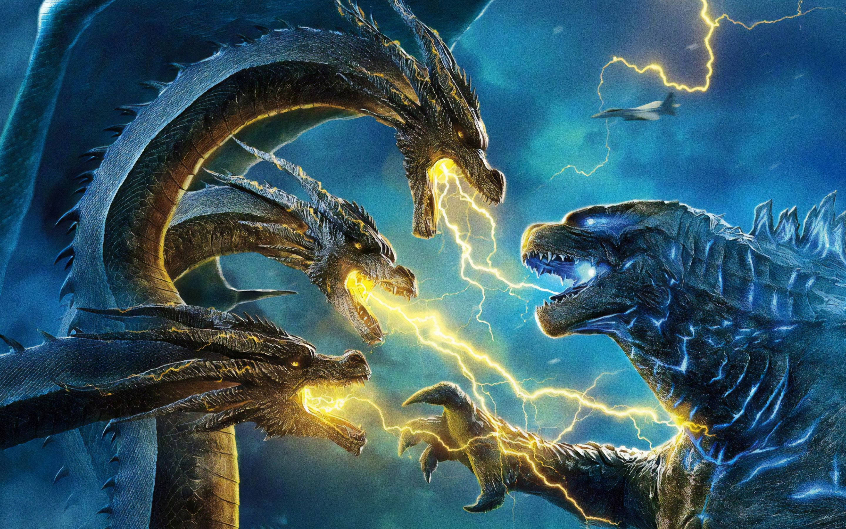 Download Three Headed Monster Vs. Godzilla Wallpaper