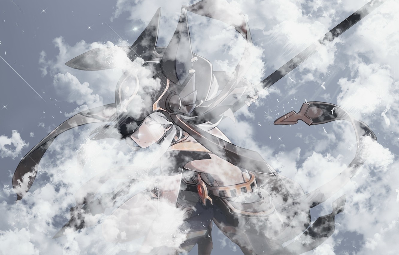 Wallpaper clouds, birds, guy, Genshin Impact, Cyno image for desktop, section игры