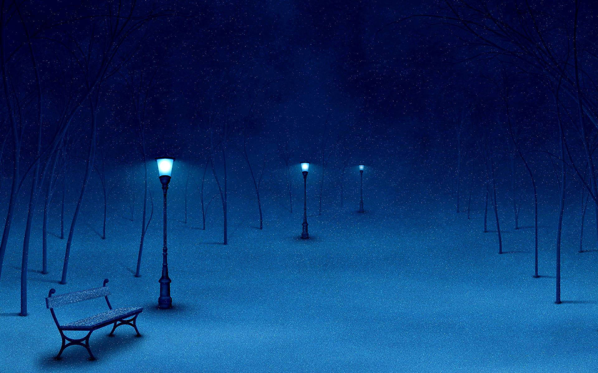 Download Sad Aesthetic Snowy Blue Park Wallpaper