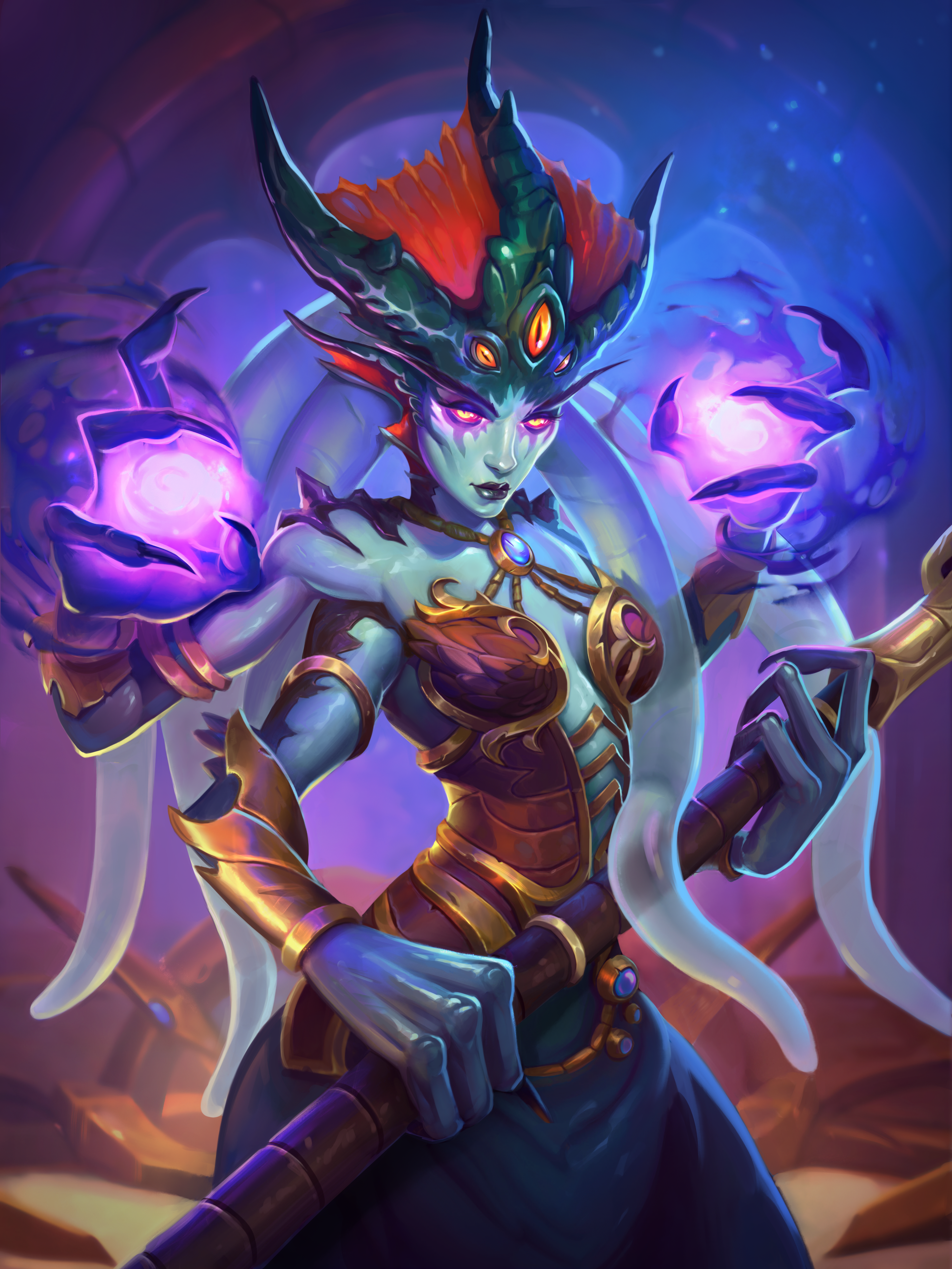Queen Azshara Blizzard Entertainment Hearthstone Wallpaper:3000x4000