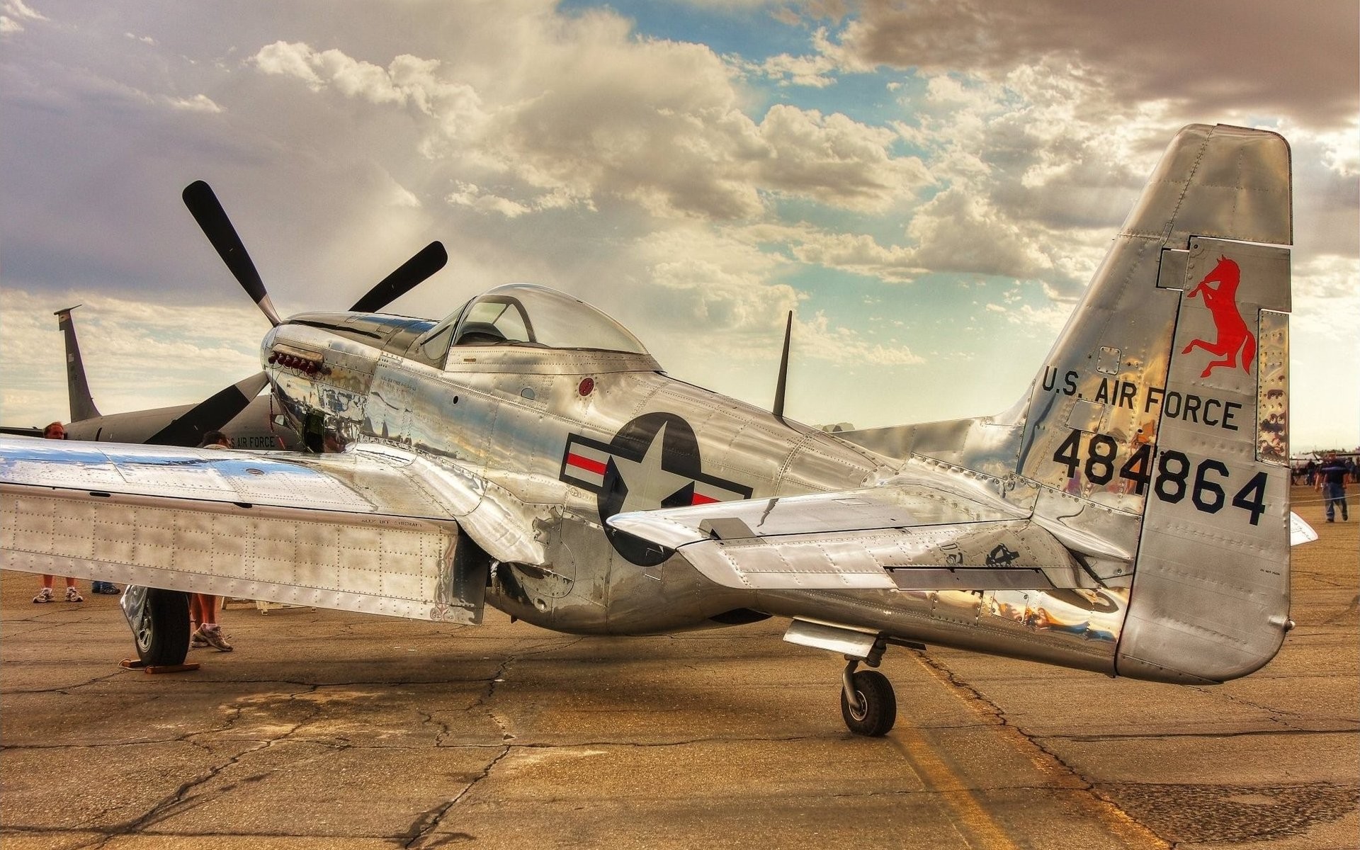 Old Plane P 51 Mustang US Air Force Desktop Wallpaper 1366x768