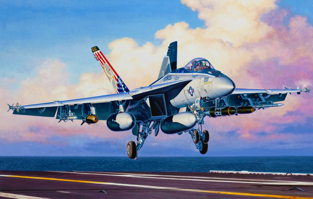 Wallpaper War, Art, Painting, Jet, F A 18E Super Hornet Image For Desktop, Section авиация