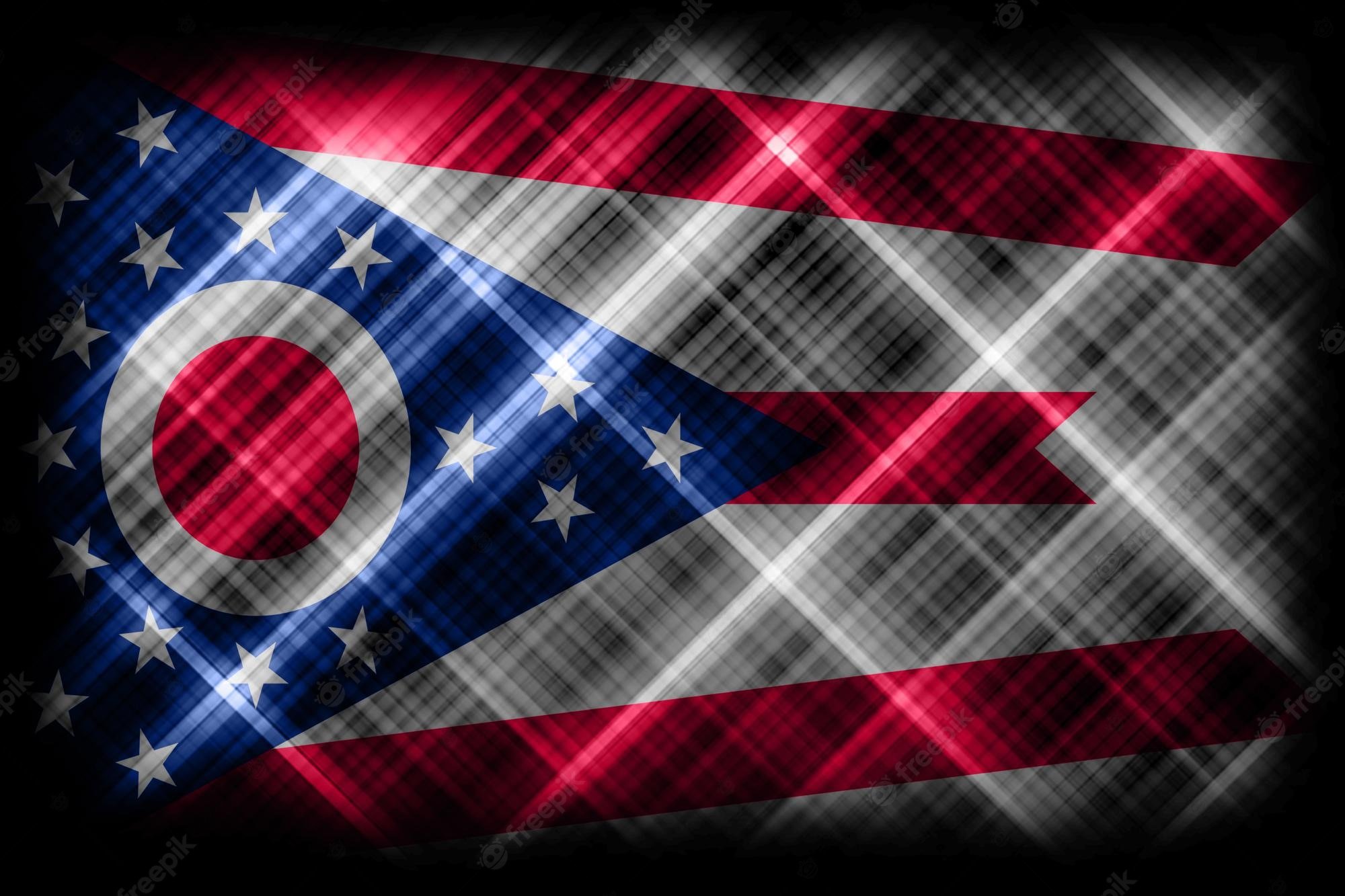 Premium Photo. Ohio state flag, ohio flag background modern flag