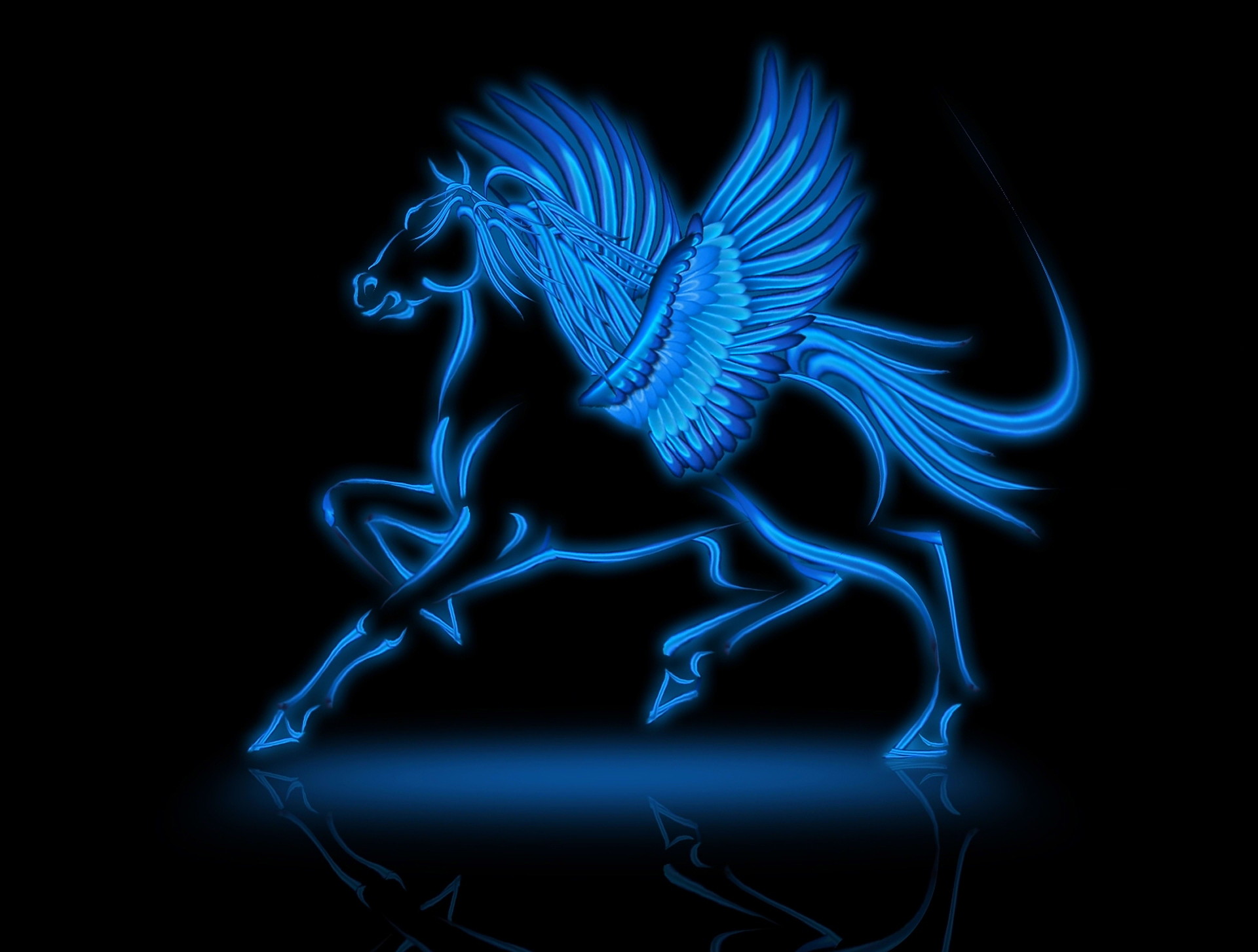 Синяя лошадь с крыльями