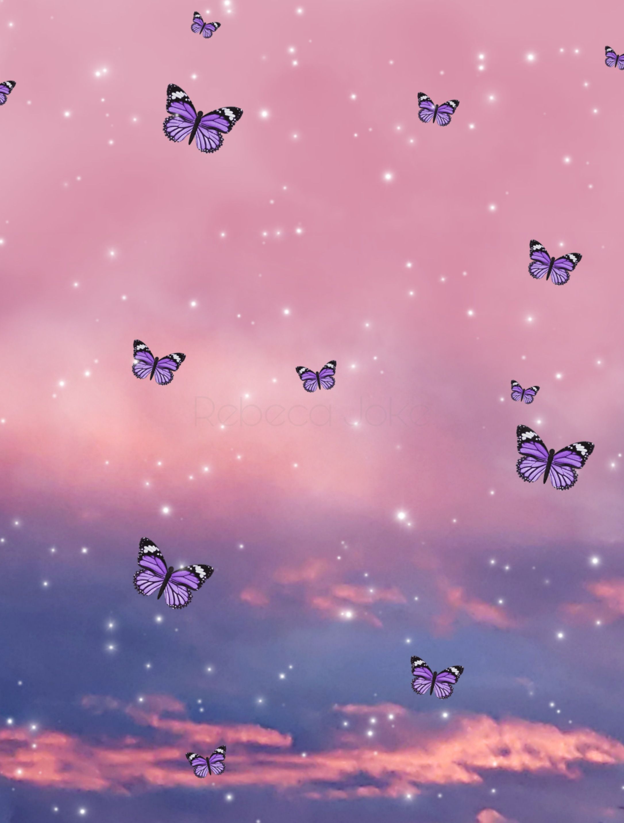 Butterflies In Purple Sky Wallpapers - Wallpaper Cave
