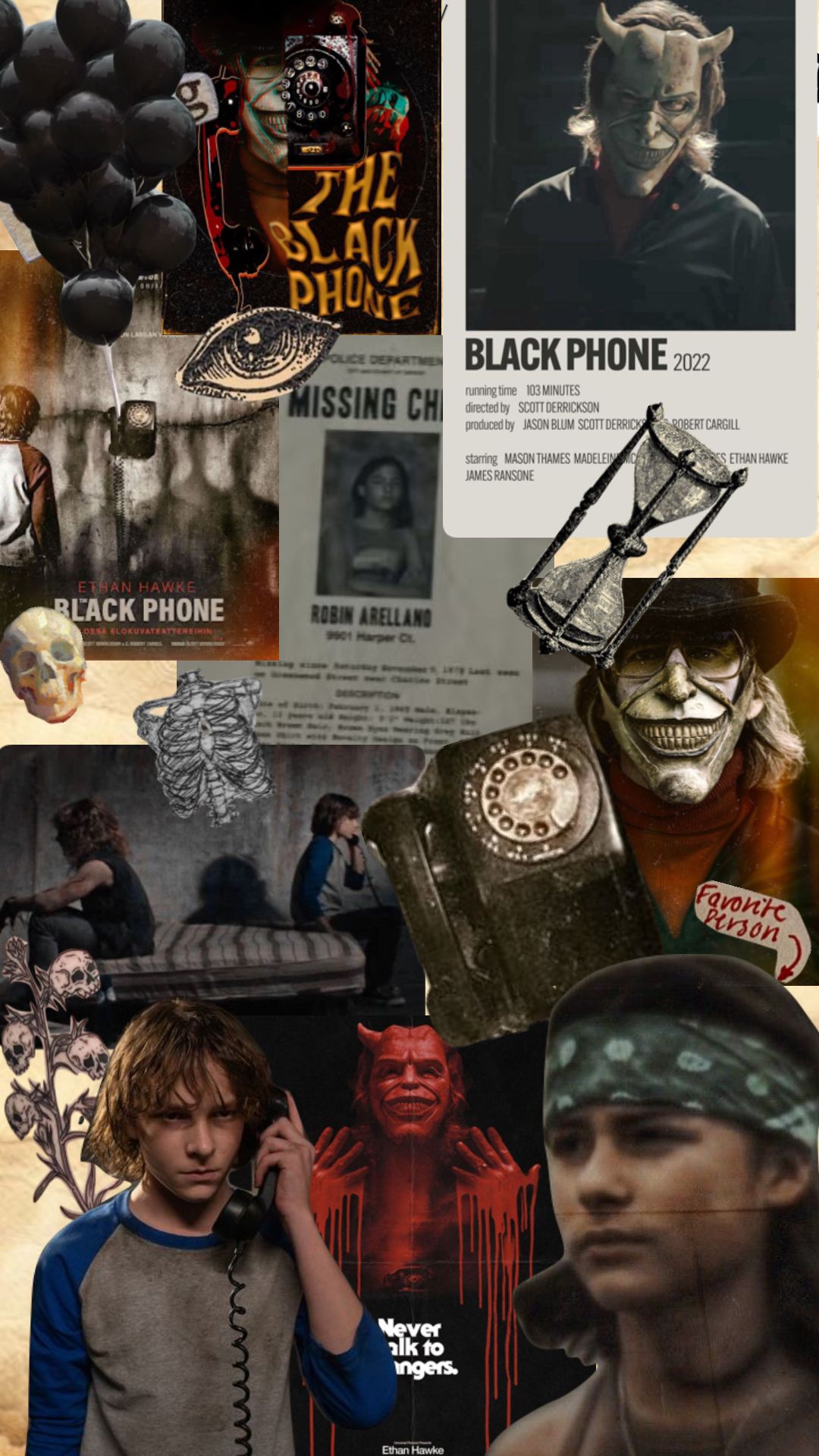 blackphone #thegrabber #masks #robinarellano #blackphonecast #blackballoons. Black phone background, Film inspiration, Black phone wallpaper