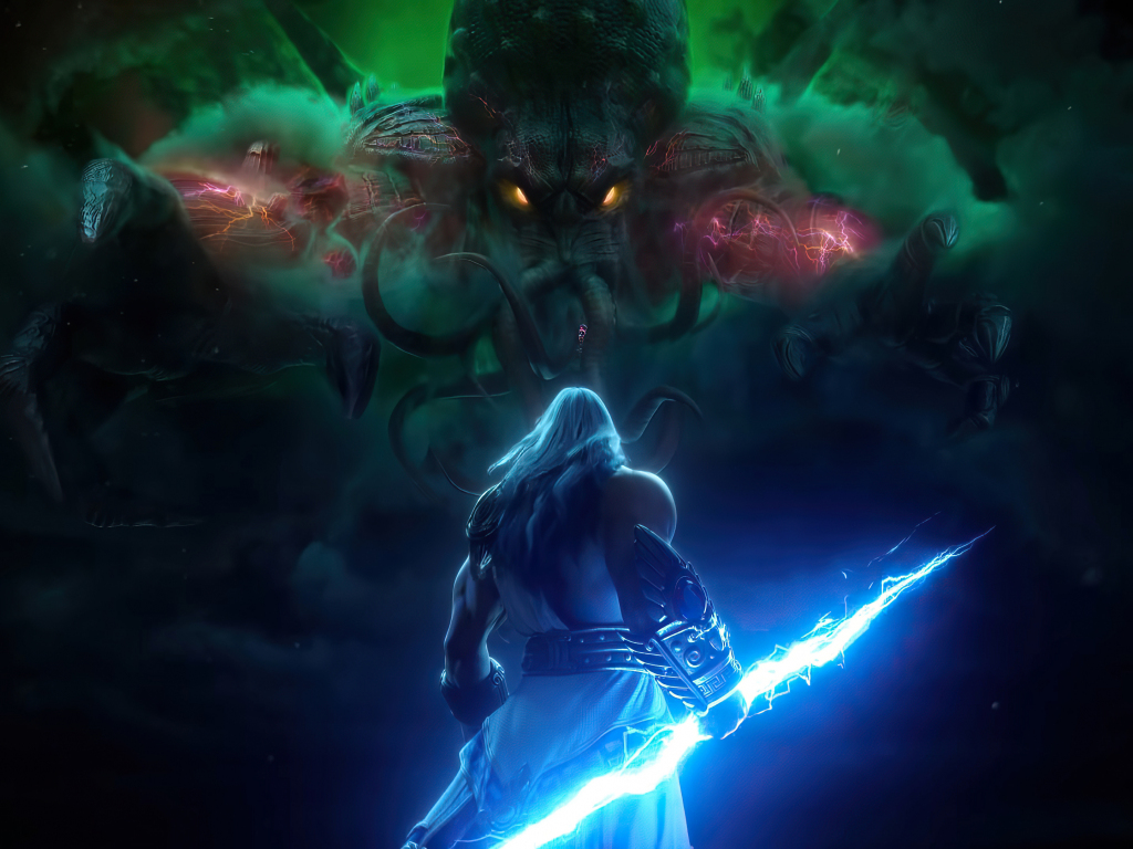 Wallpaper zeus, god of thunder, video game desktop wallpaper, HD image, picture, background, 39e9ad