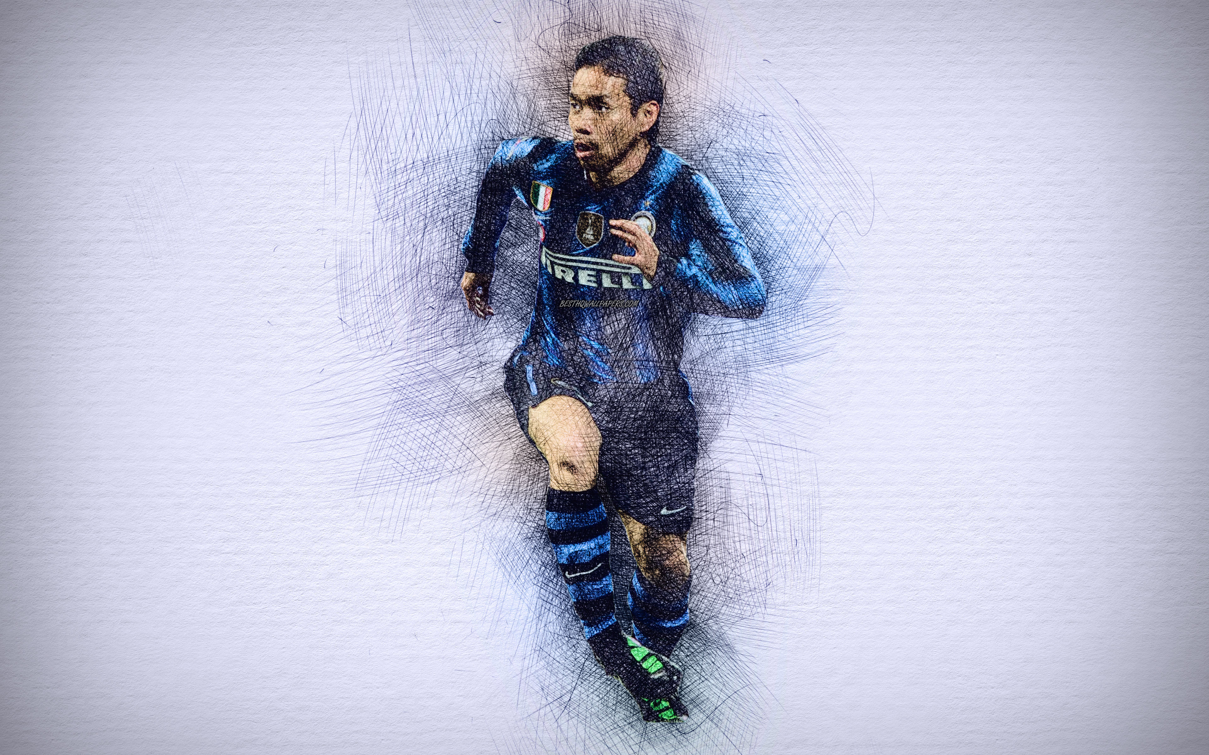 Download wallpaper Yuto Nagatomo, 4k, artwork, Internazionale, soccer, Serie A, Nagatomo, Inter Milan, footballers, drawing Yuto Nagatomo, Inter Milan FC for desktop with resolution 3840x2400. High Quality HD picture wallpaper