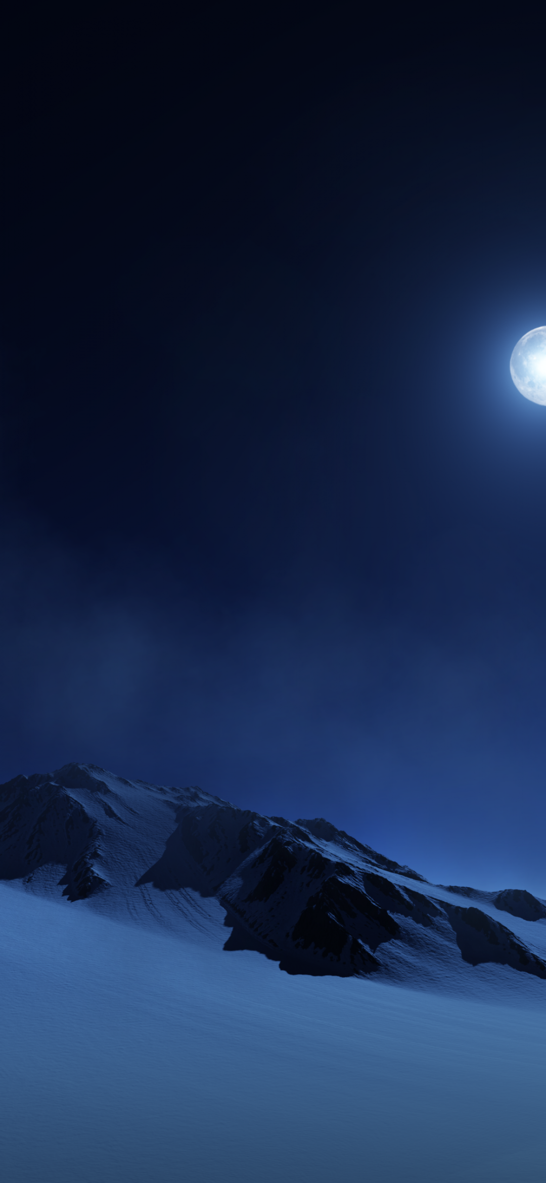 Full moon Wallpaper 4K, Night sky, Snow covered, Nature