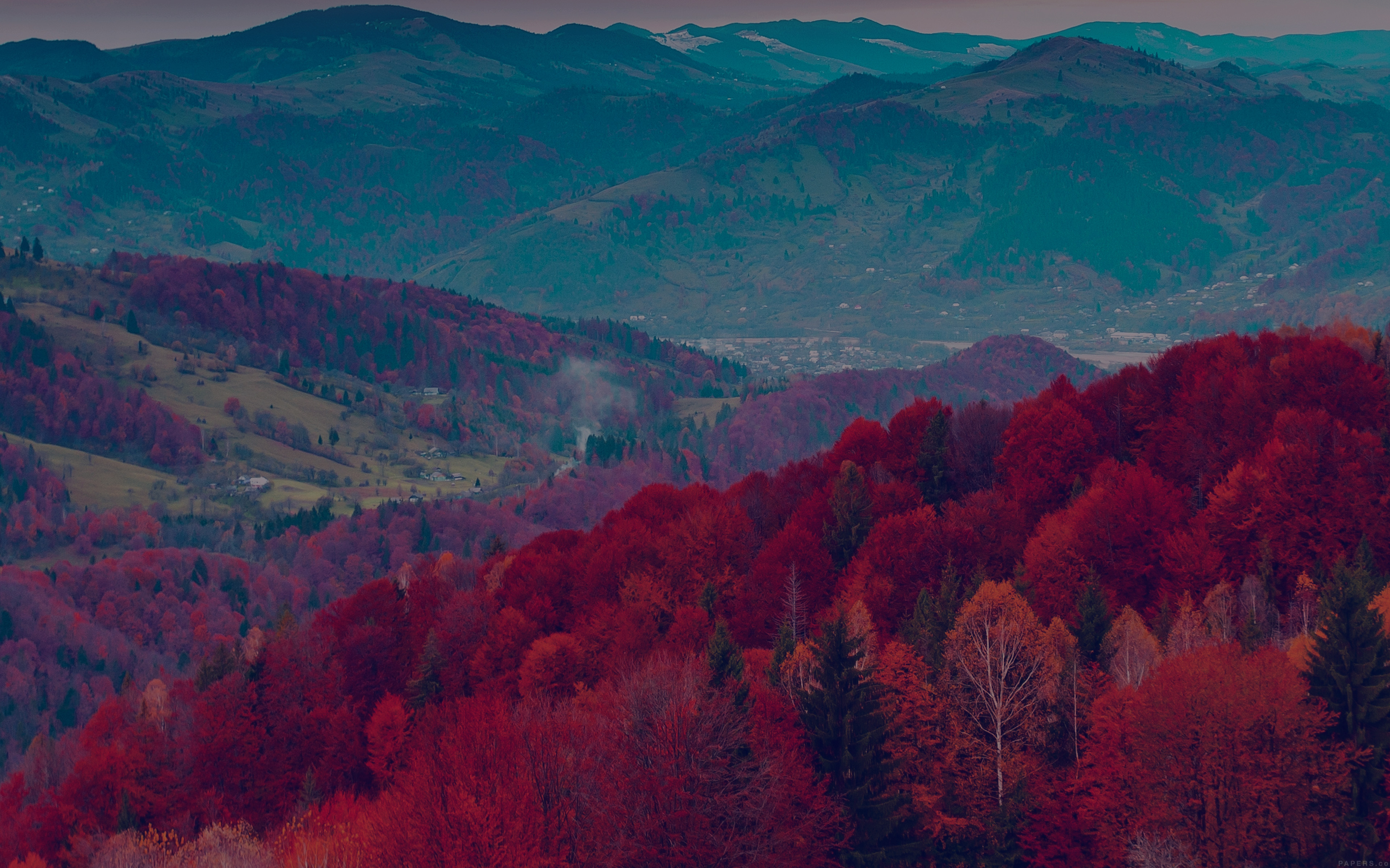 wallpaper for desktop, laptop. fall mountain fun red tree nature dark beautiful