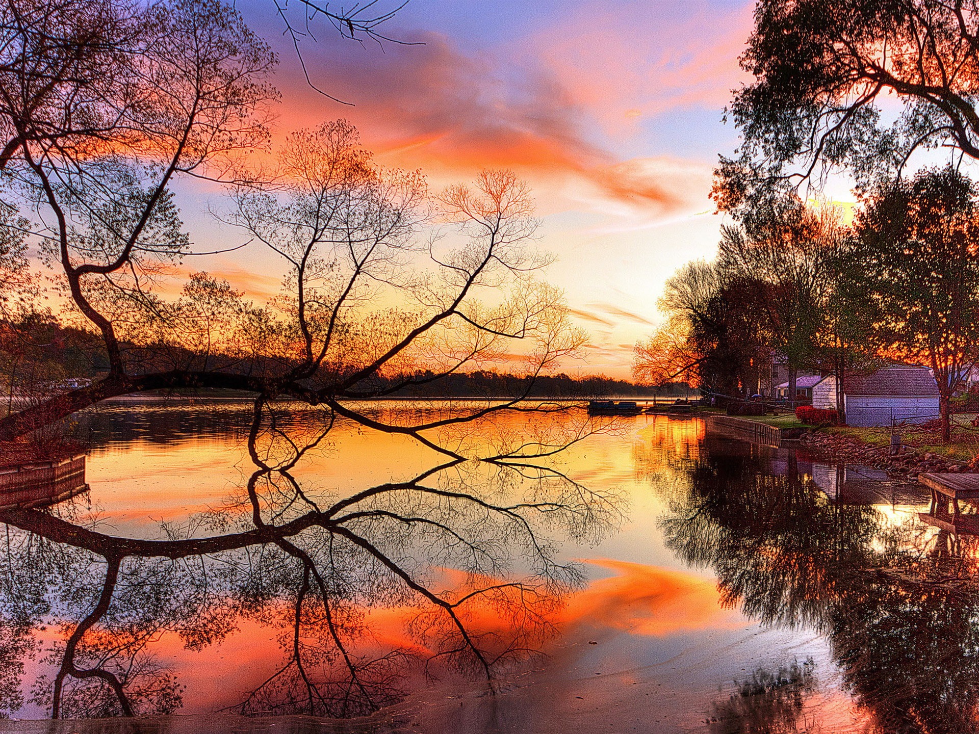 Autumn Sunset Scenery HD Nature Wallpaper