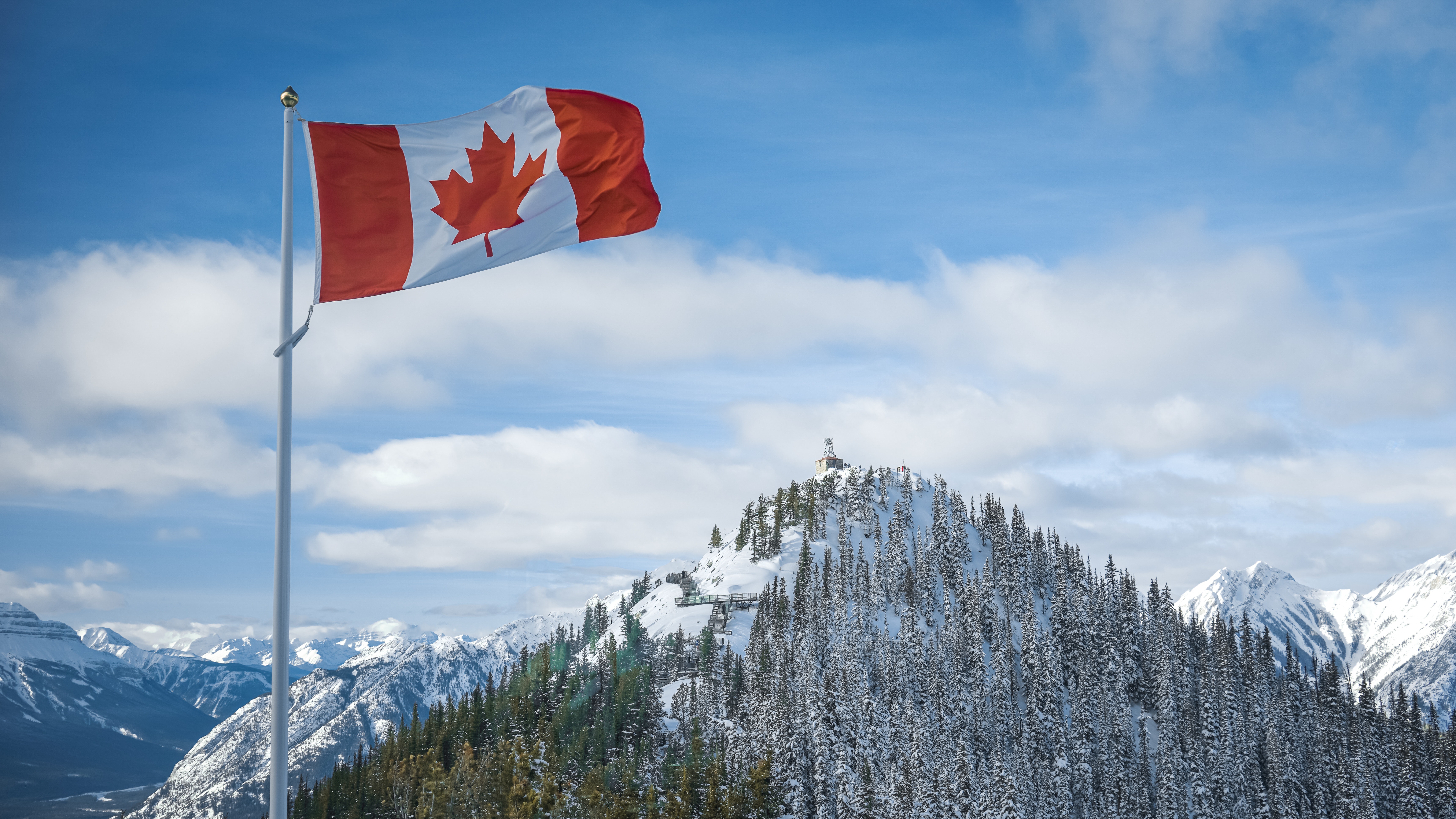 Flag of Canada and Mountains · Free