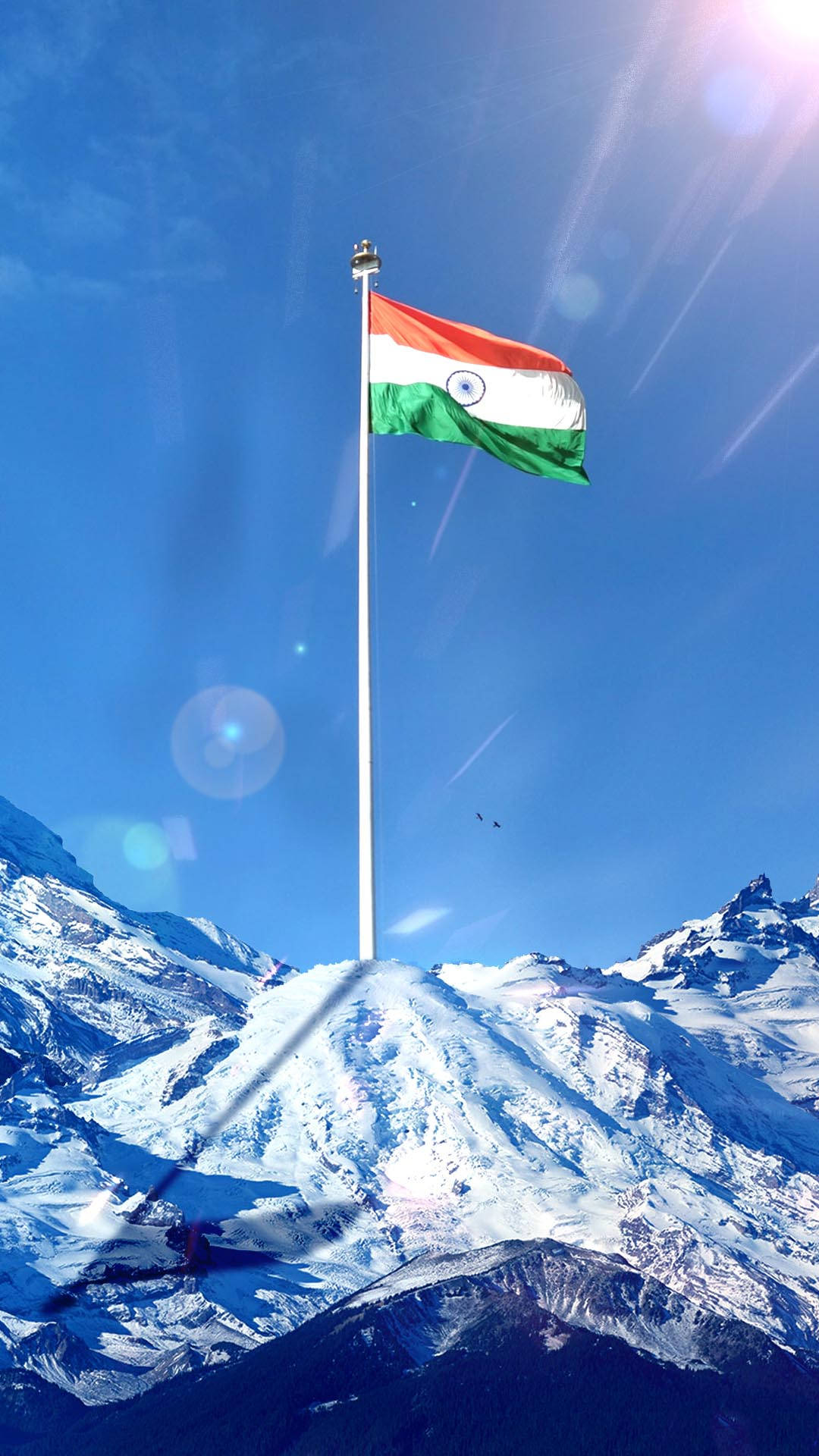 Download Snowy Mountain Indian Flag Mobile Wallpaper