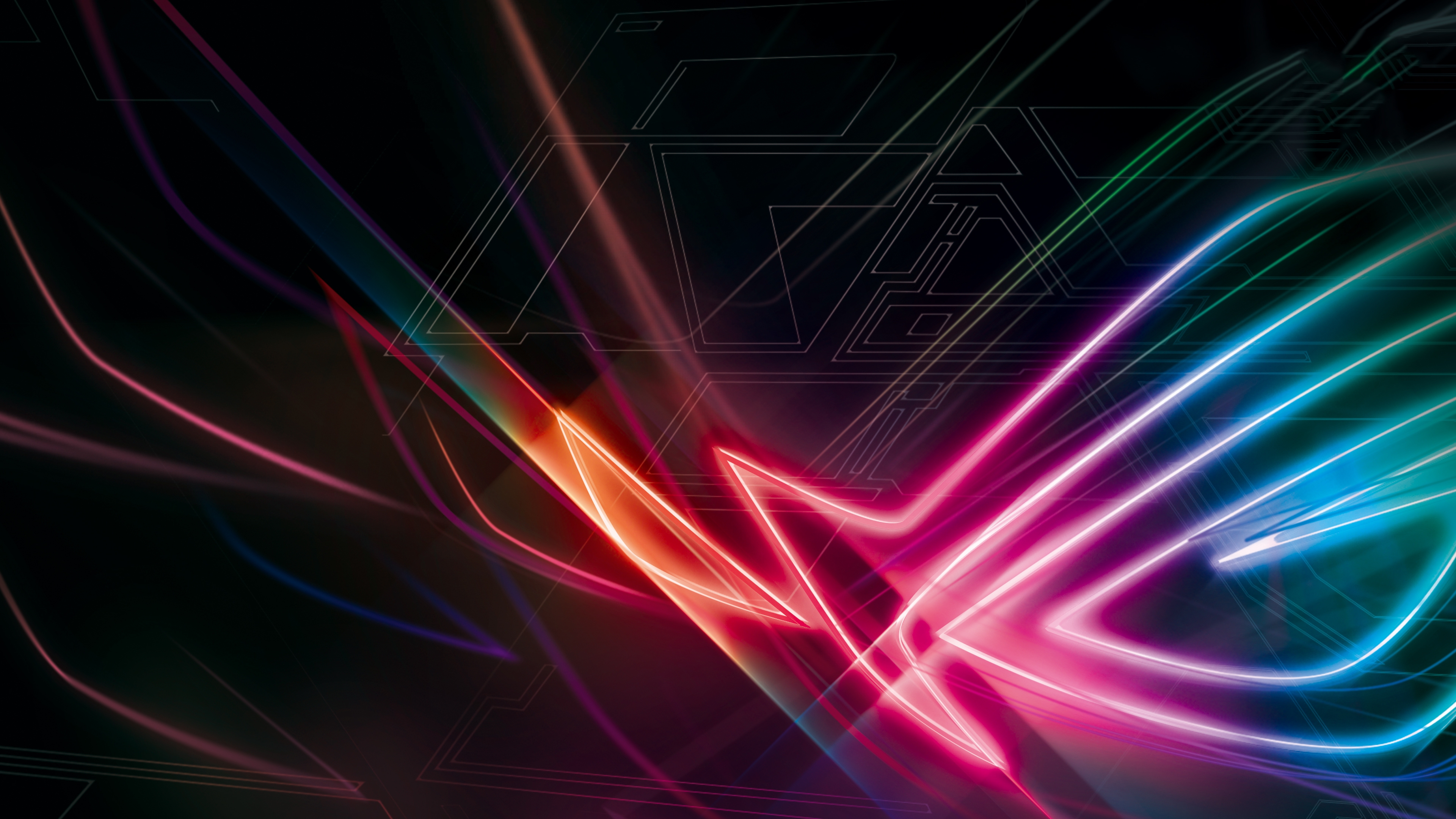 Download 3000x1000 Republic Of Gamers, Rog, Asus, Neon Design Wallpaper