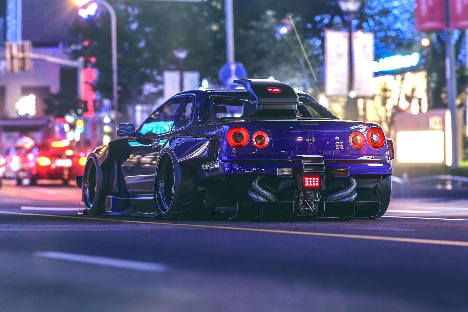 Blue Sports Bike #night #lights #street #Nissan #GT R #Skyline Virtual Tuning Khyzyl Saleem P #wal. Nissan Gtr Skyline, Nissan Gtr Wallpaper, Nissan Skyline
