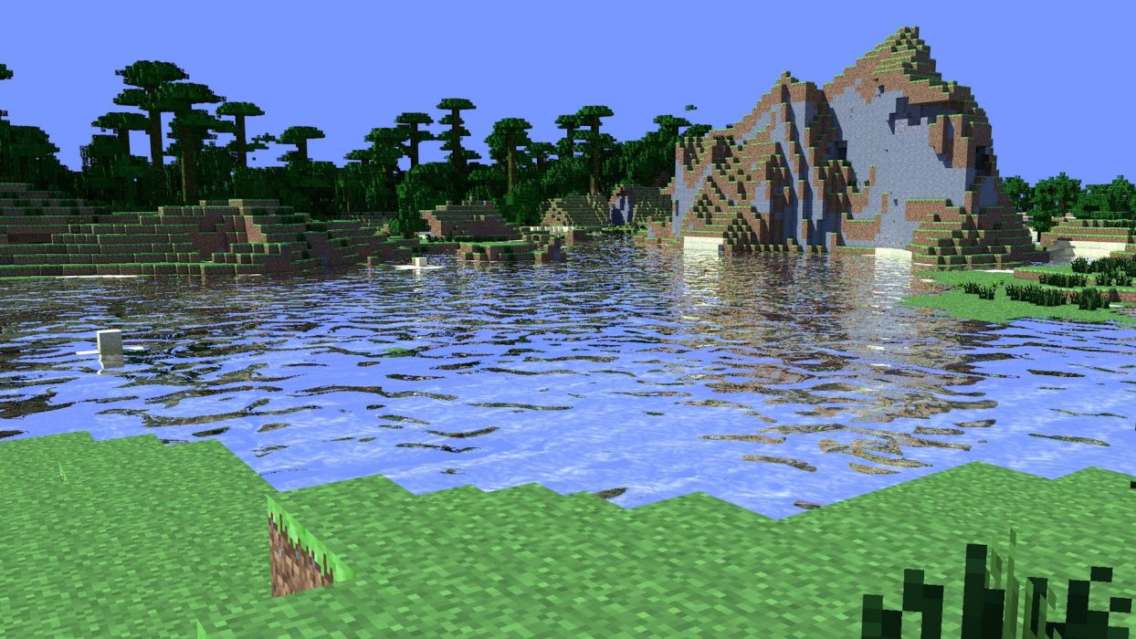 Water jungle Minecraft cinema 4d tapeta wallpaperx1080
