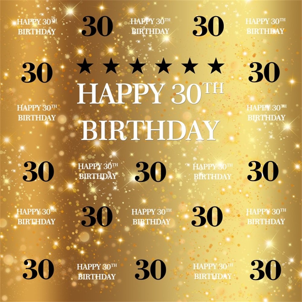 AOFOTO 5x5ft Happy 30th Birthday Background 30 Years Old Party Decoration Photography Backdrop Abstract Shiny Stars Glitter Spots Banner Youth Adult Man Woman Bday Photo Studio Props Vinyl Wallpaper