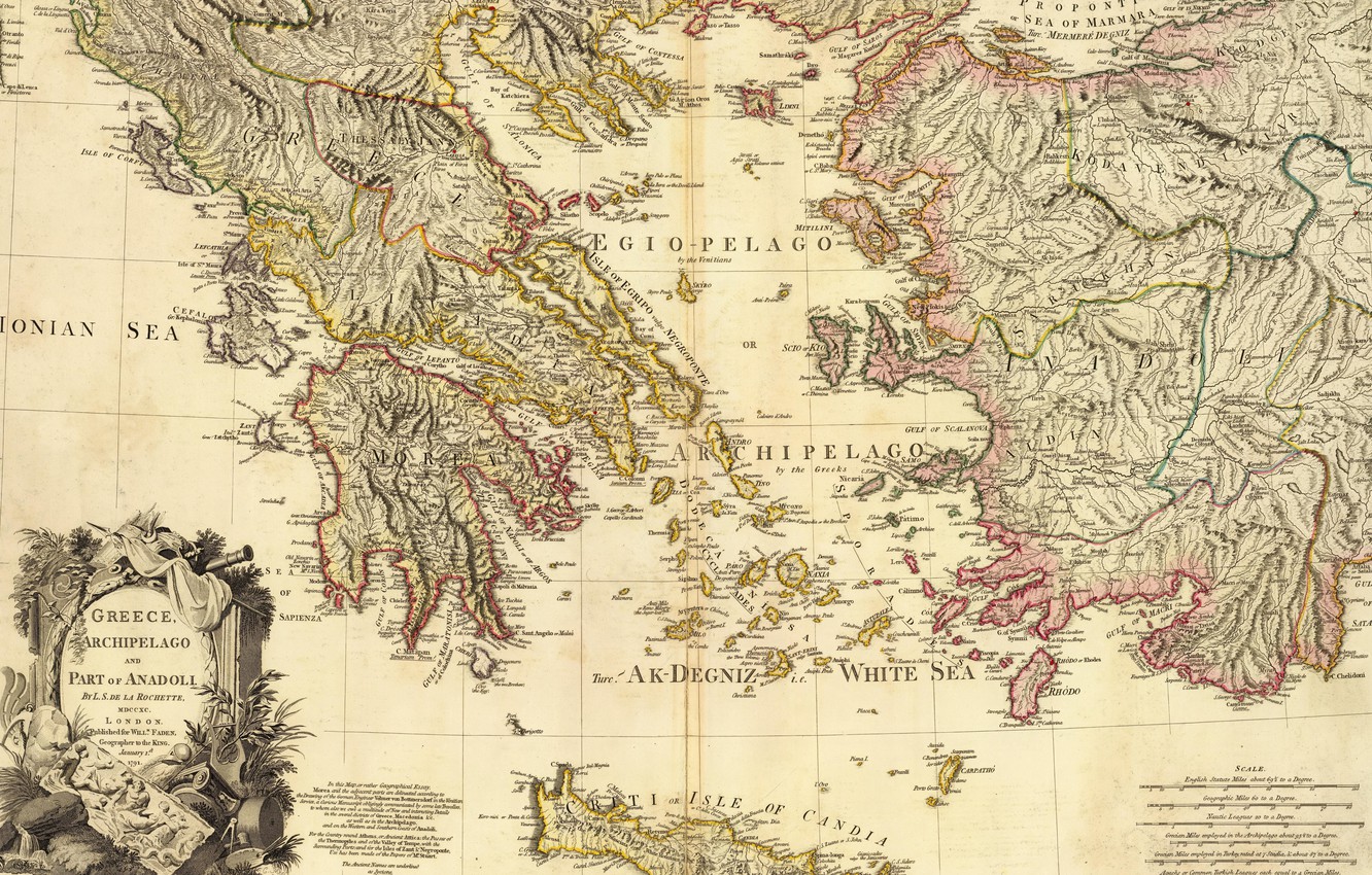Wallpaper Greece, Greece, old maps, Map Of Greece, Archipelago and part of Anadoli, Louis Stanislas d'Arcy Delarochette, Map of Greece, Louis Stanislas d'arcy the Delaroche image for desktop, section текстуры