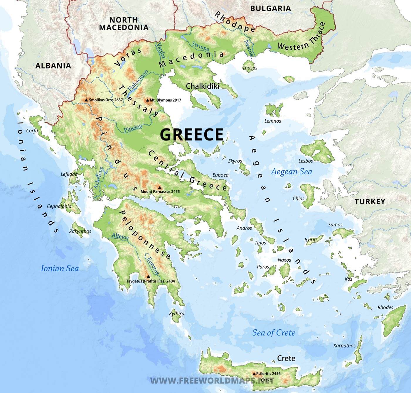 Greece Physical Map