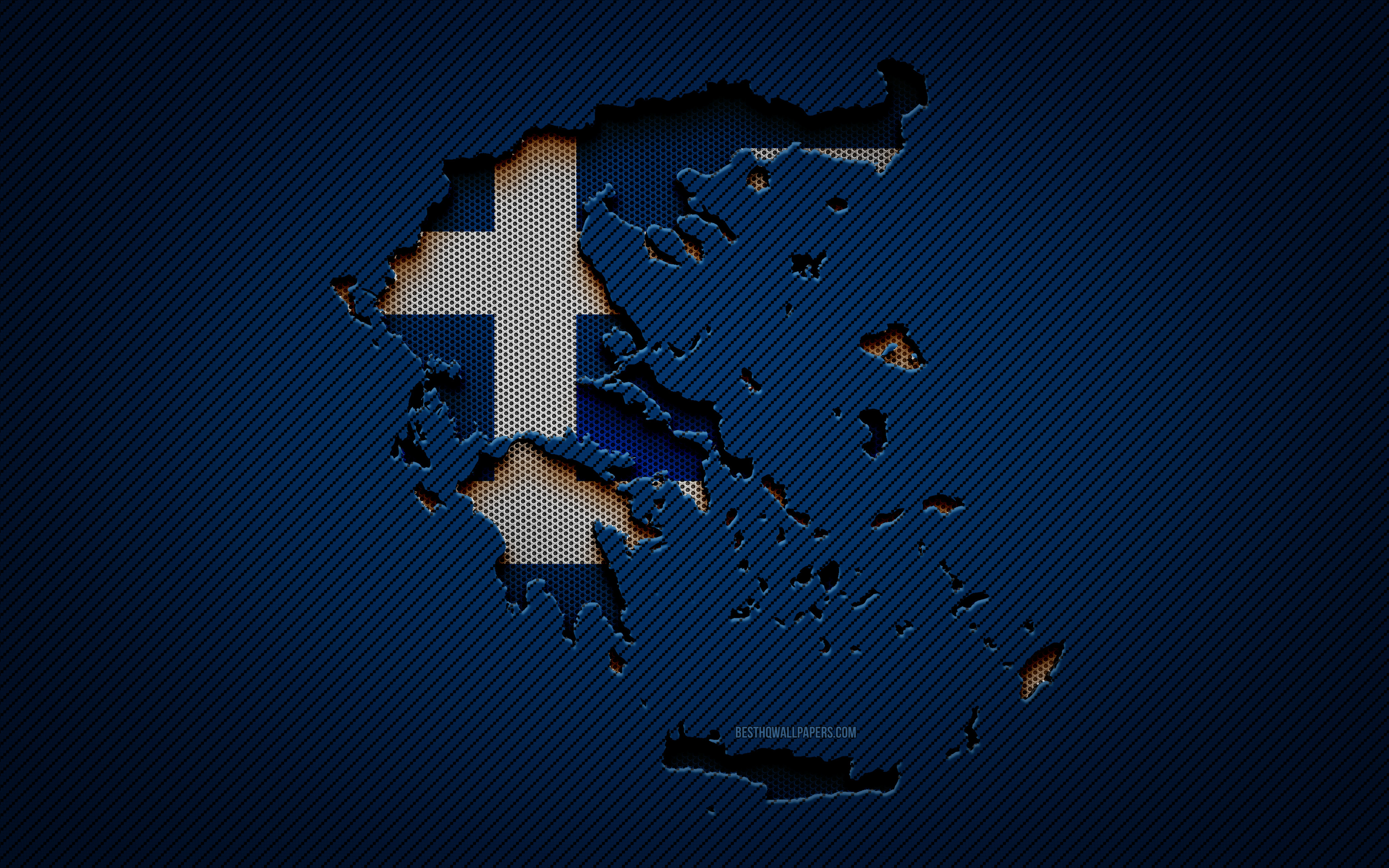 Download wallpaper Greece map, 4k, European countries, Greek flag, blue carbon background, Greece map silhouette, Greece flag, Europe, Greek map, Greece, flag of Greece for desktop with resolution 3840x2400. High Quality HD