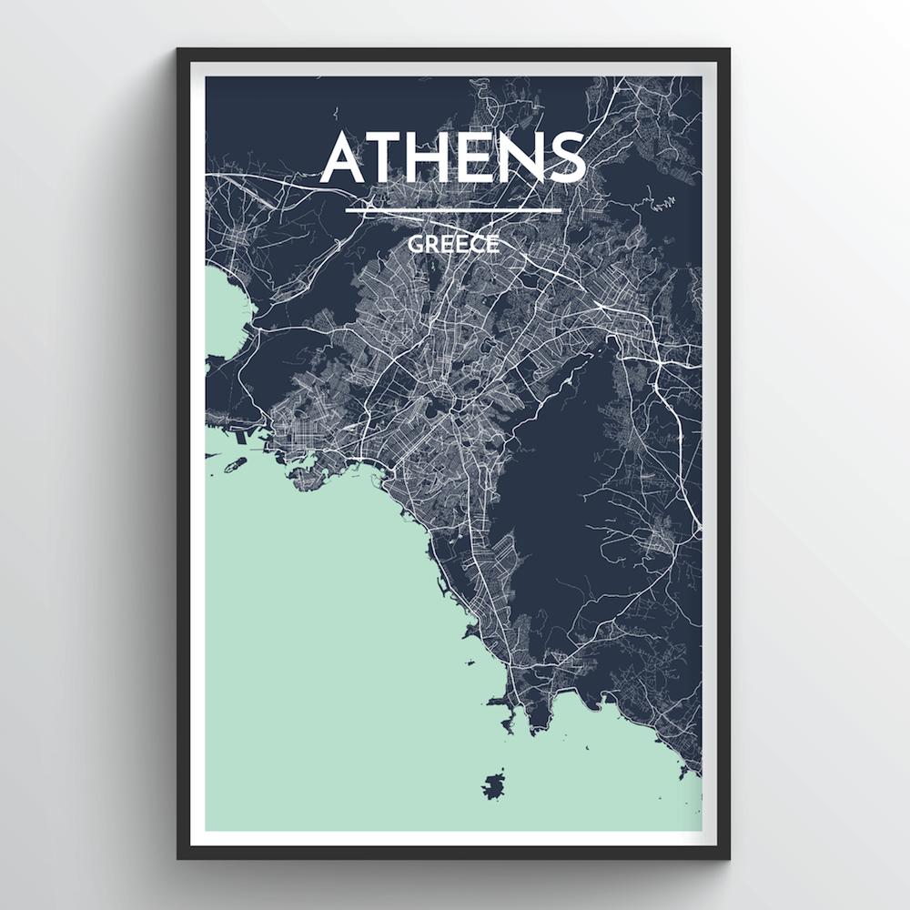 Athens City Map Art Prints Quality Custom Made Art Two Design