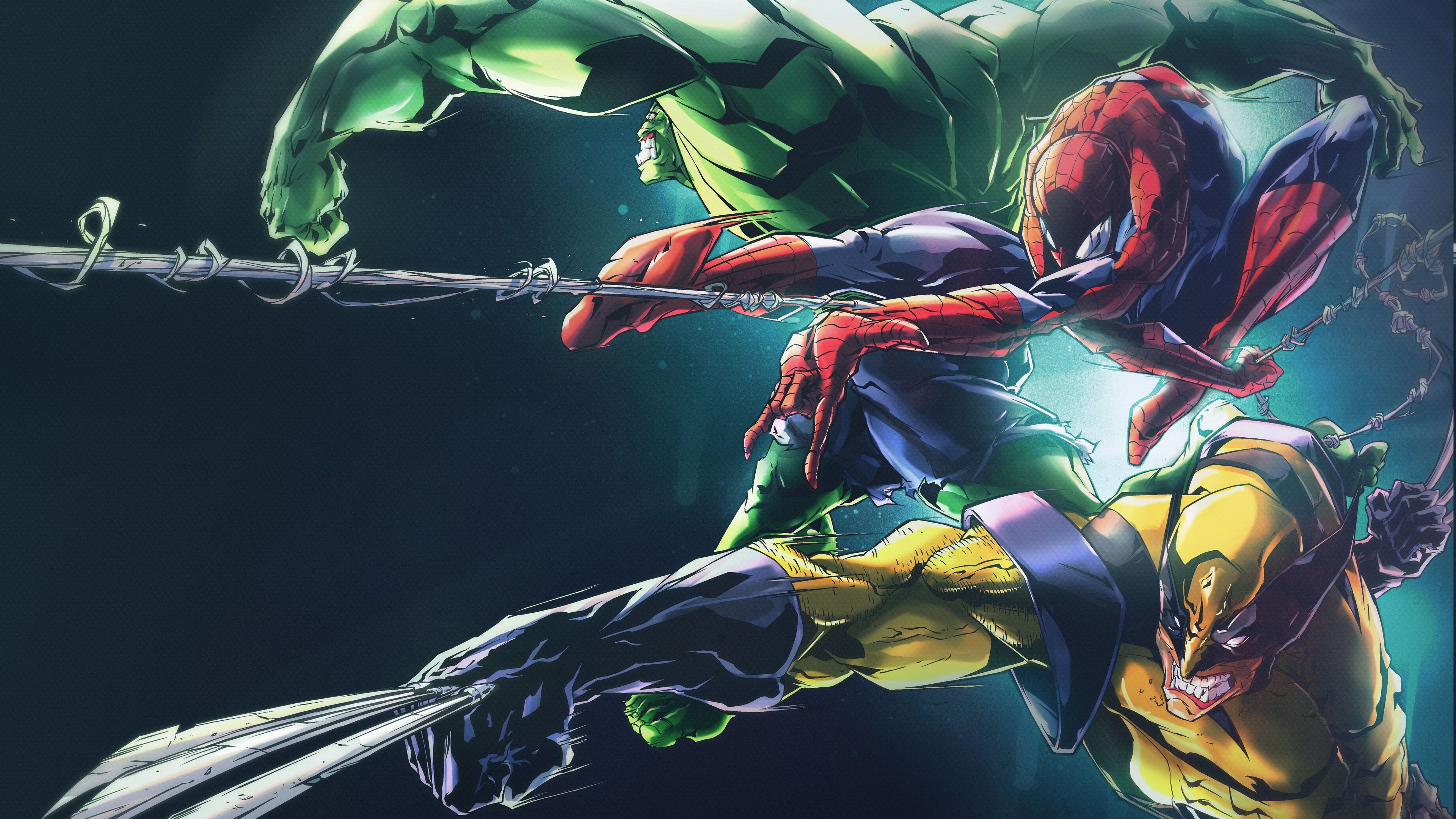 Wallpaper 4k Hulk Spider Man Wolverine 8k Wallpaper